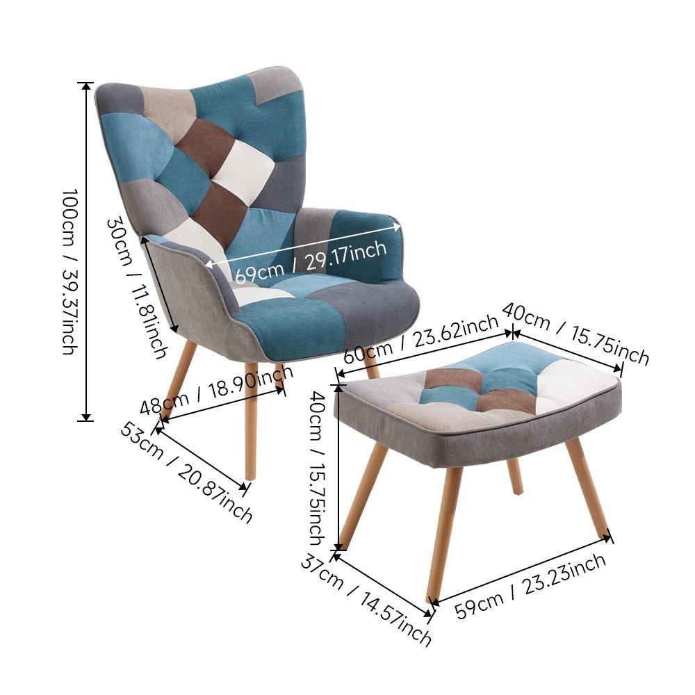 Multicoloured - Kabinet UK - Colour Block Upholstered Wingback Armchair - 8