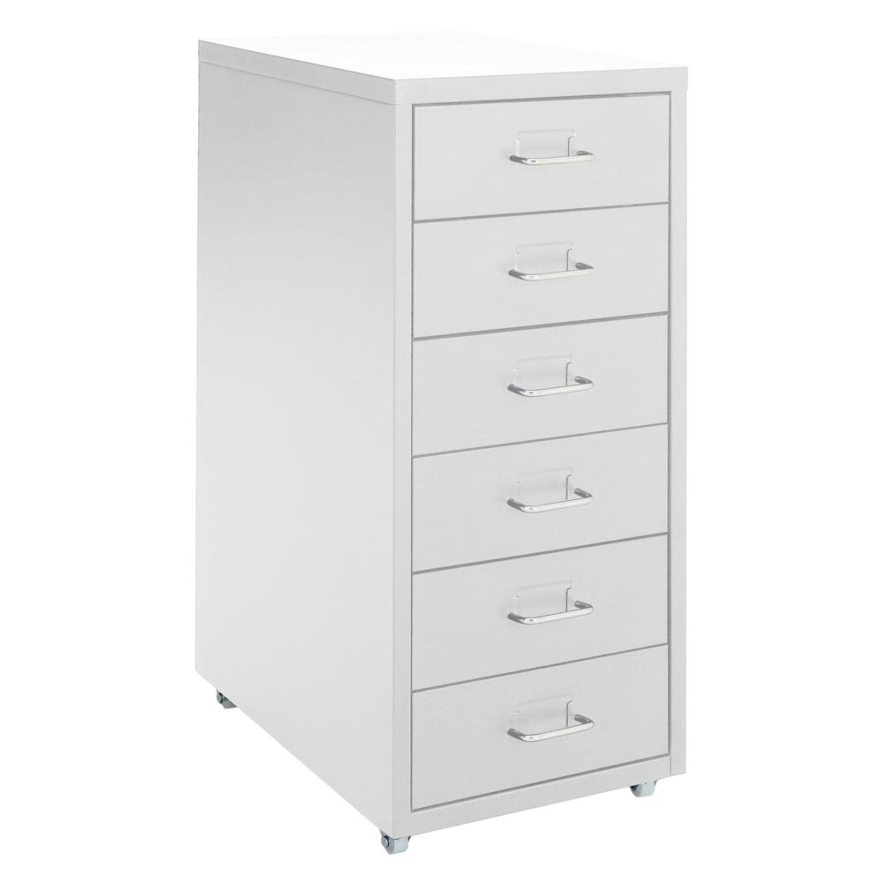 White - Kabinet UK - Vertical File Cabinet with Wheels 6 Drawers - 1