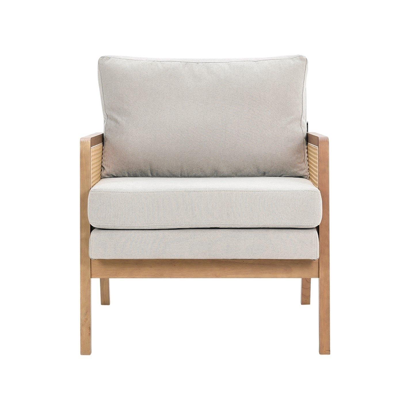 Beige - Kabinet UK - Cushioned Wood Armchair - 3