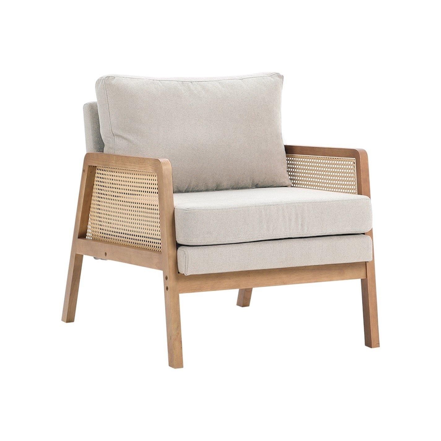 Beige - Kabinet UK - Cushioned Wood Armchair - 4