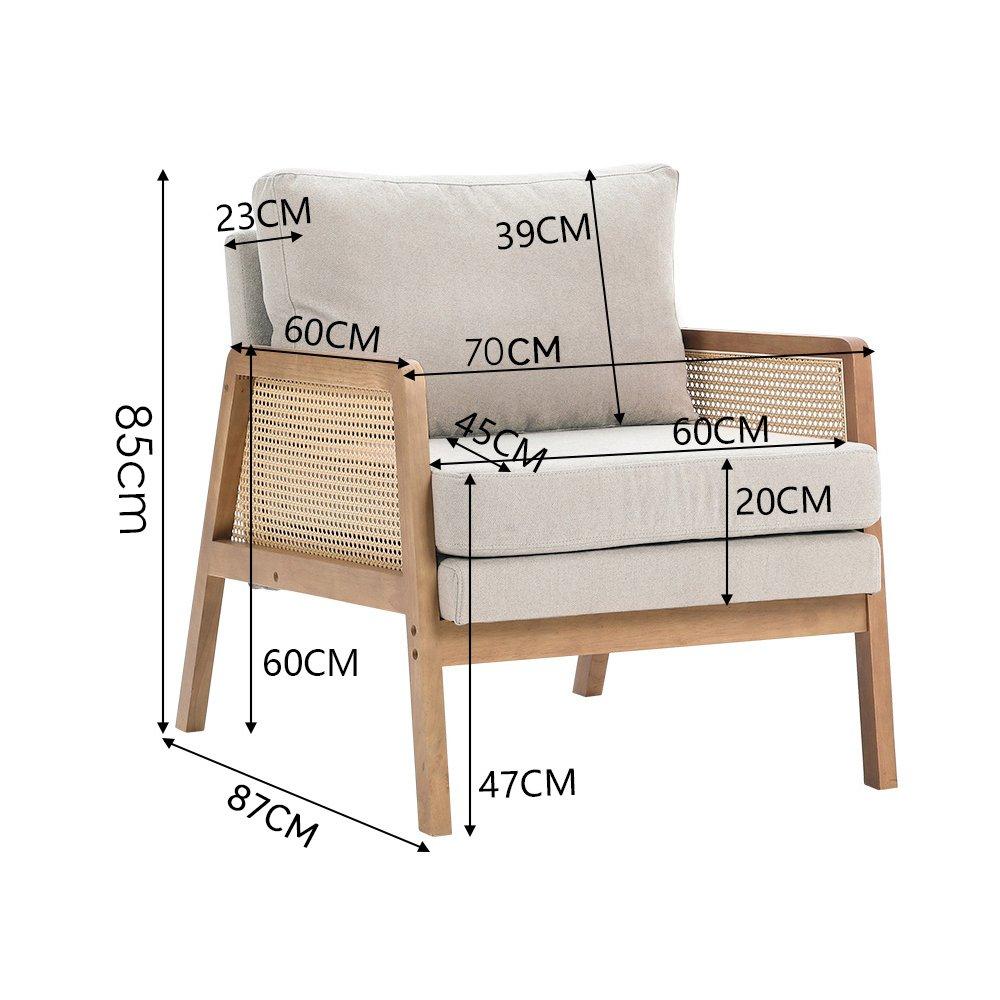 Beige - Kabinet UK - Cushioned Wood Armchair - 10