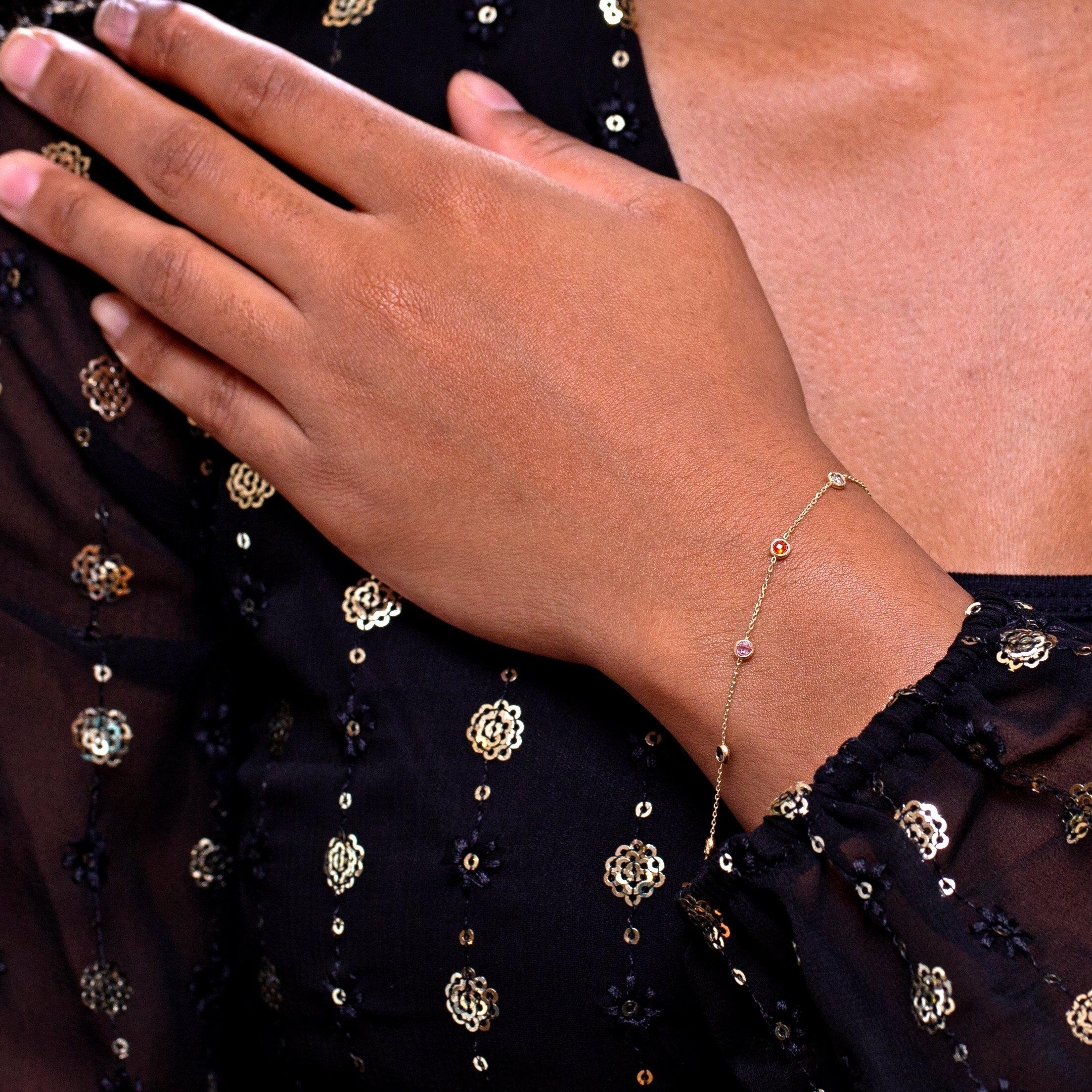 Yellow Gold - Be You - 9ct Gold Multi Coloured CZ Bracelet - 2