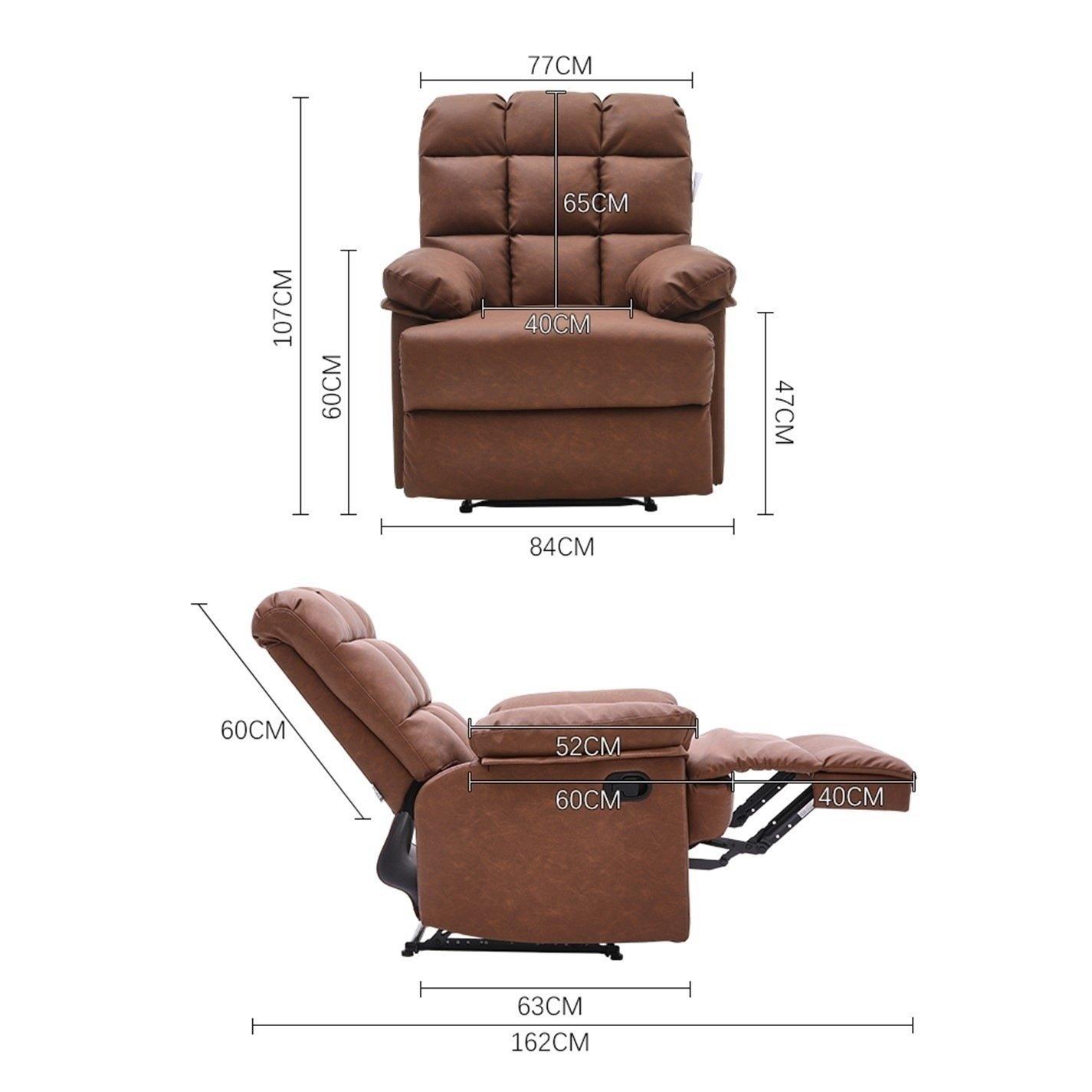 Brown - Kabinet UK - Faux Leather Upholstered Recliner Armchair - 11