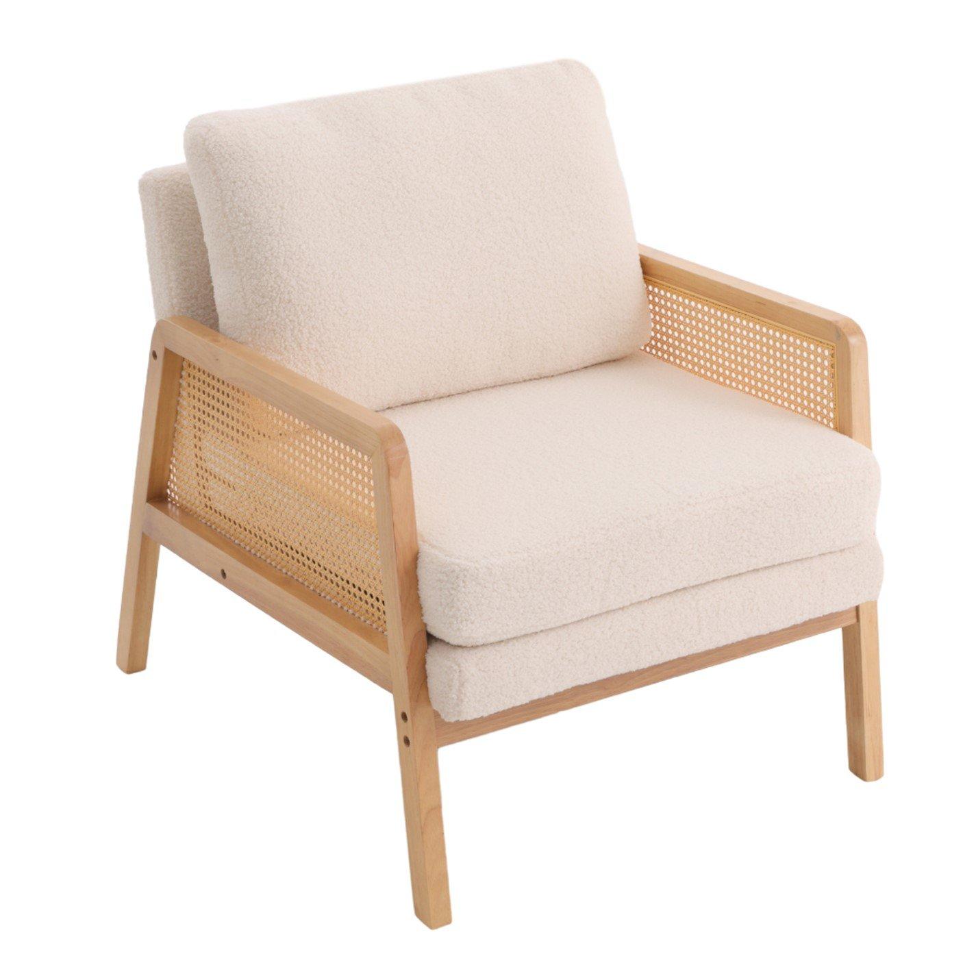 Kabinet Uk  Cushioned Wood Armchair - White
