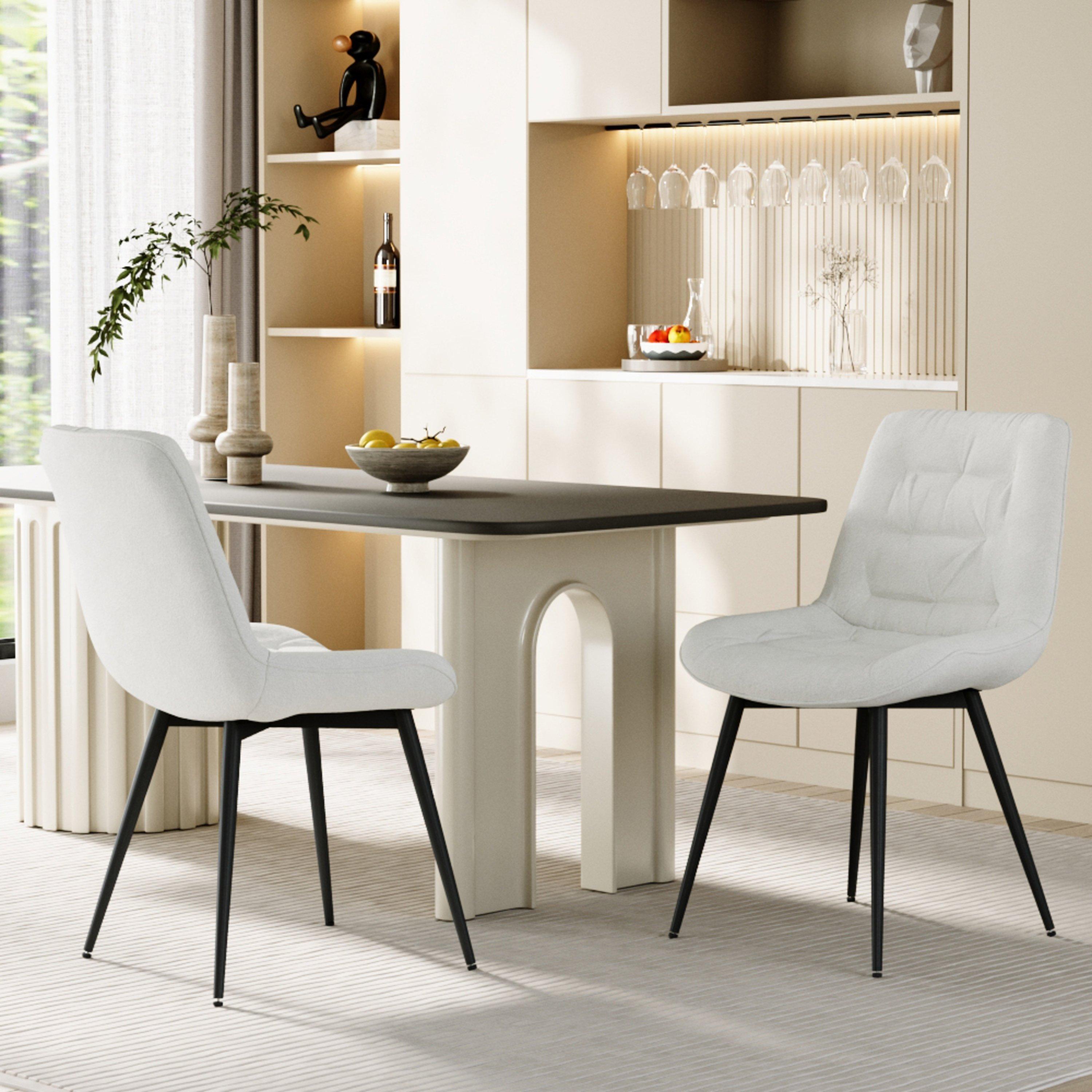 White - Kabinet UK - Teddy Fleece Upholstered Dining Chair - 1