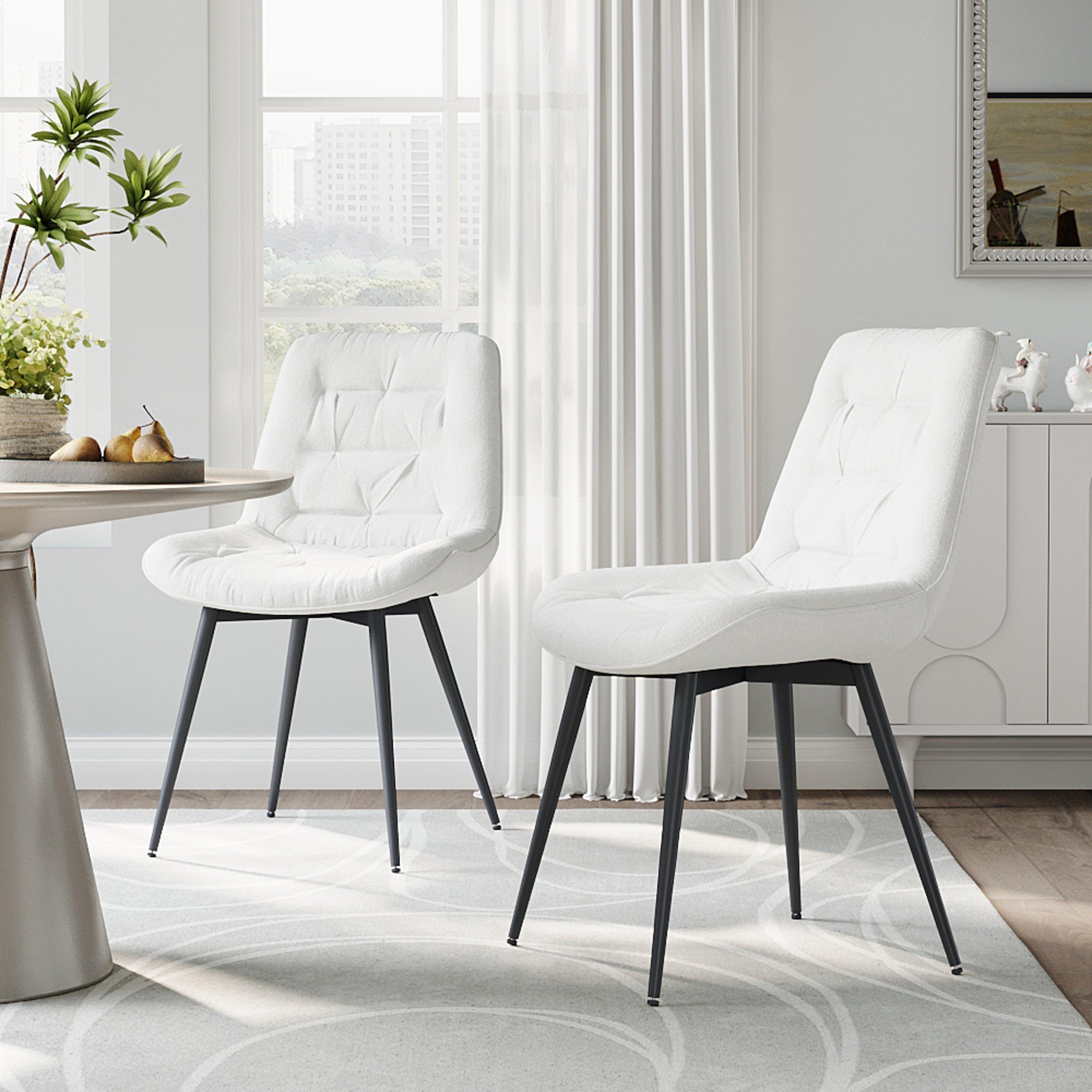 White - Kabinet UK - Teddy Fleece Upholstered Dining Chair - 2