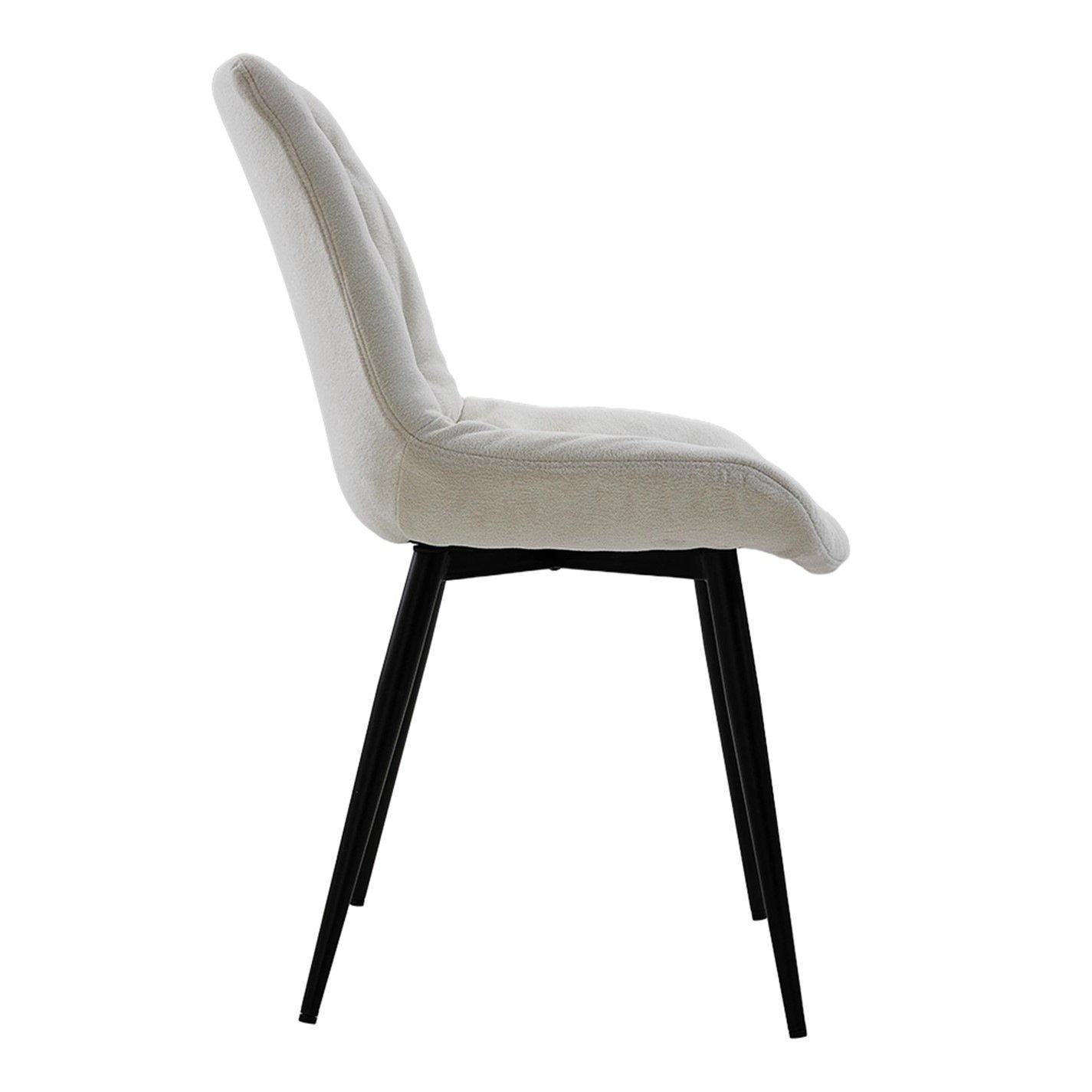White - Kabinet UK - Teddy Fleece Upholstered Dining Chair - 5