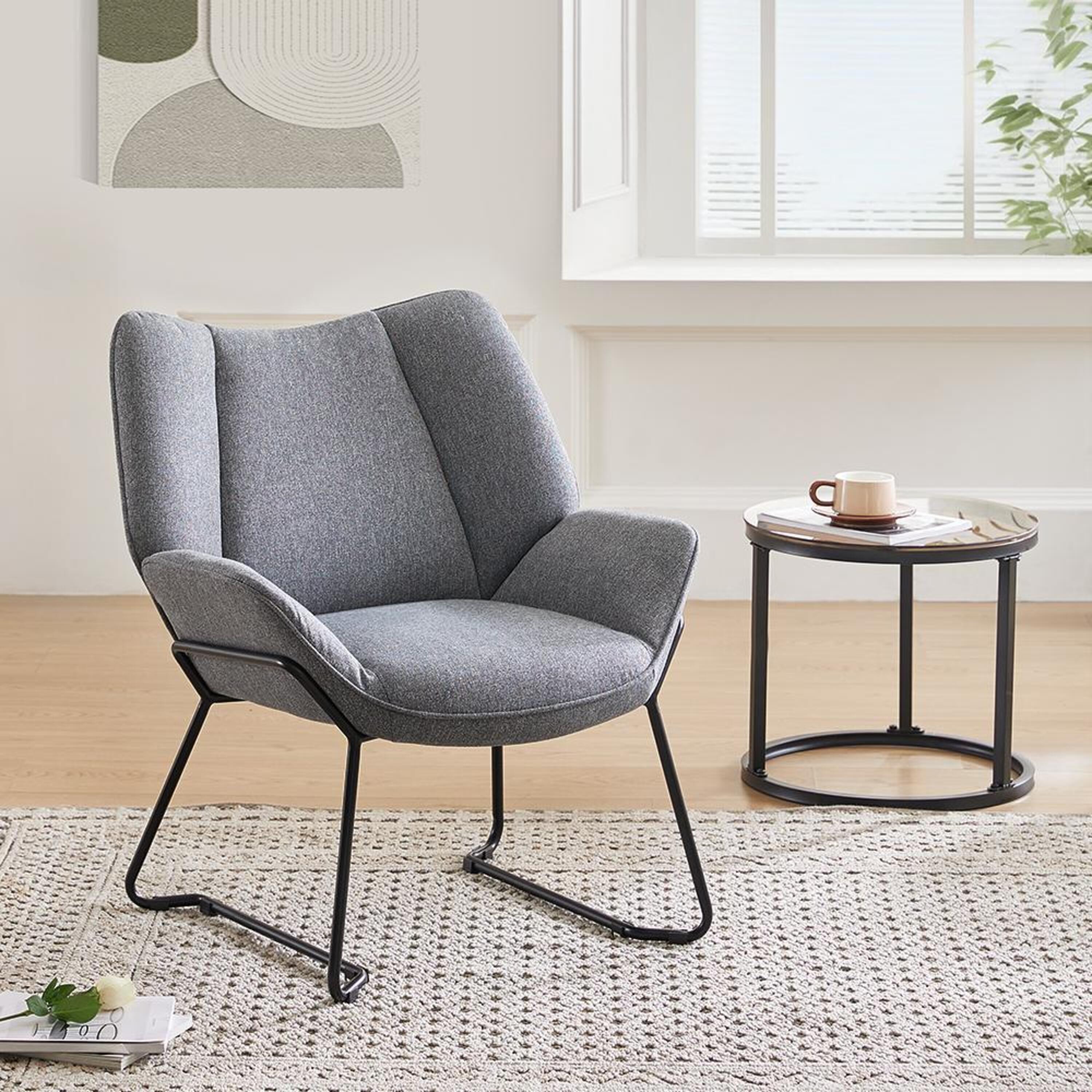 Grey - Kabinet UK - Minimalist Linen Armchair - 1