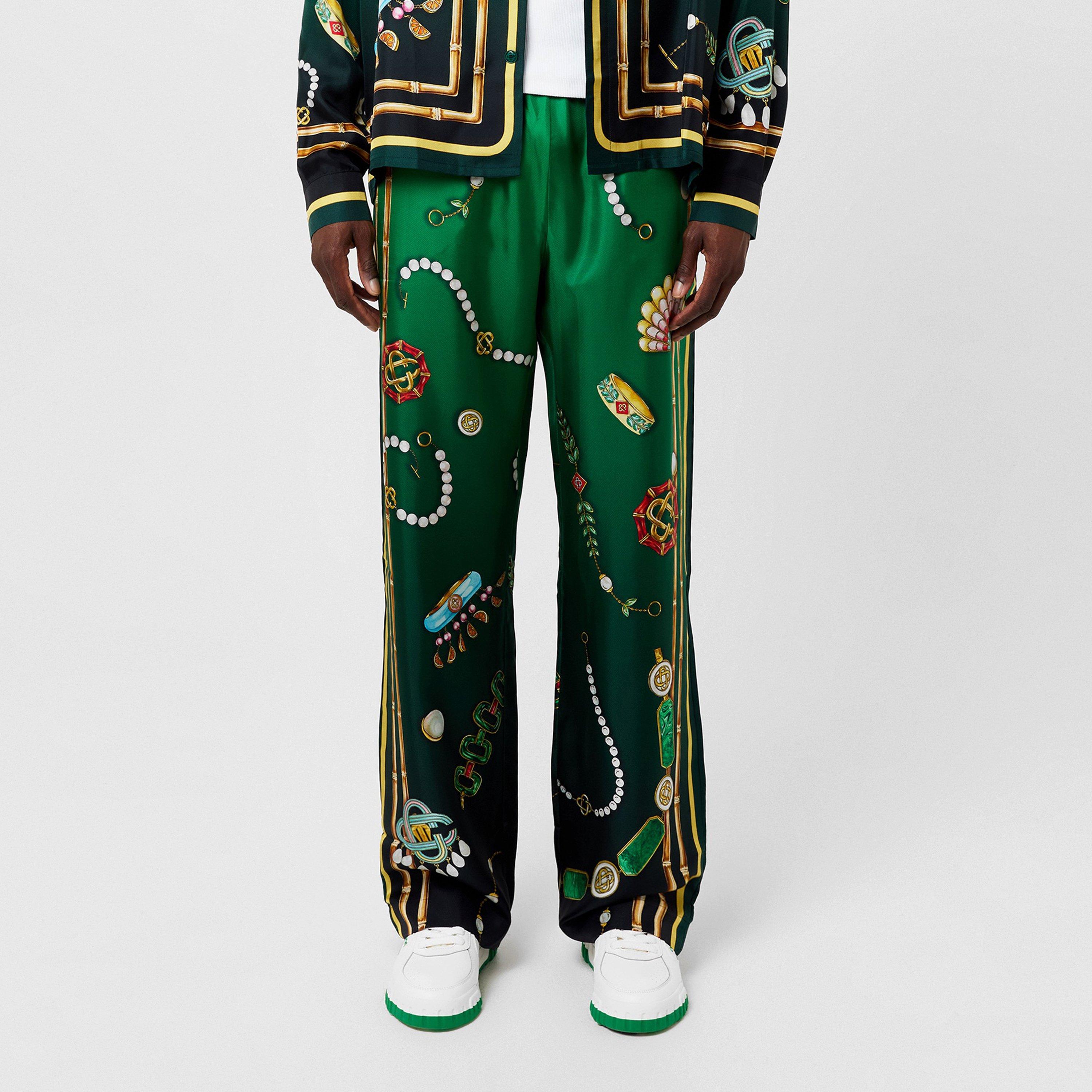 Green - Casablanca - Men's La Boite A Bijoux Silk Pyjama Trousers - 1