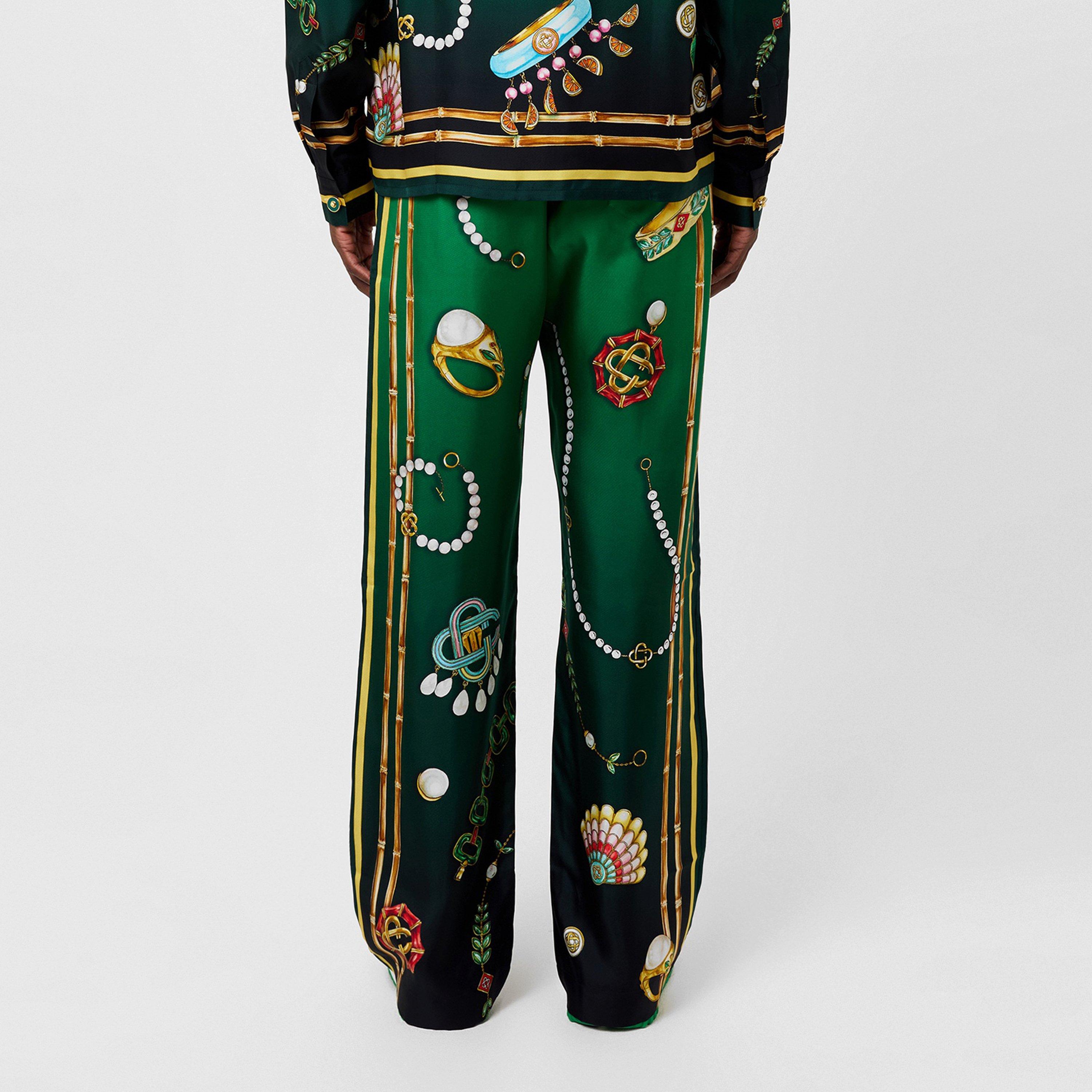Green - Casablanca - Men's La Boite A Bijoux Silk Pyjama Trousers - 3
