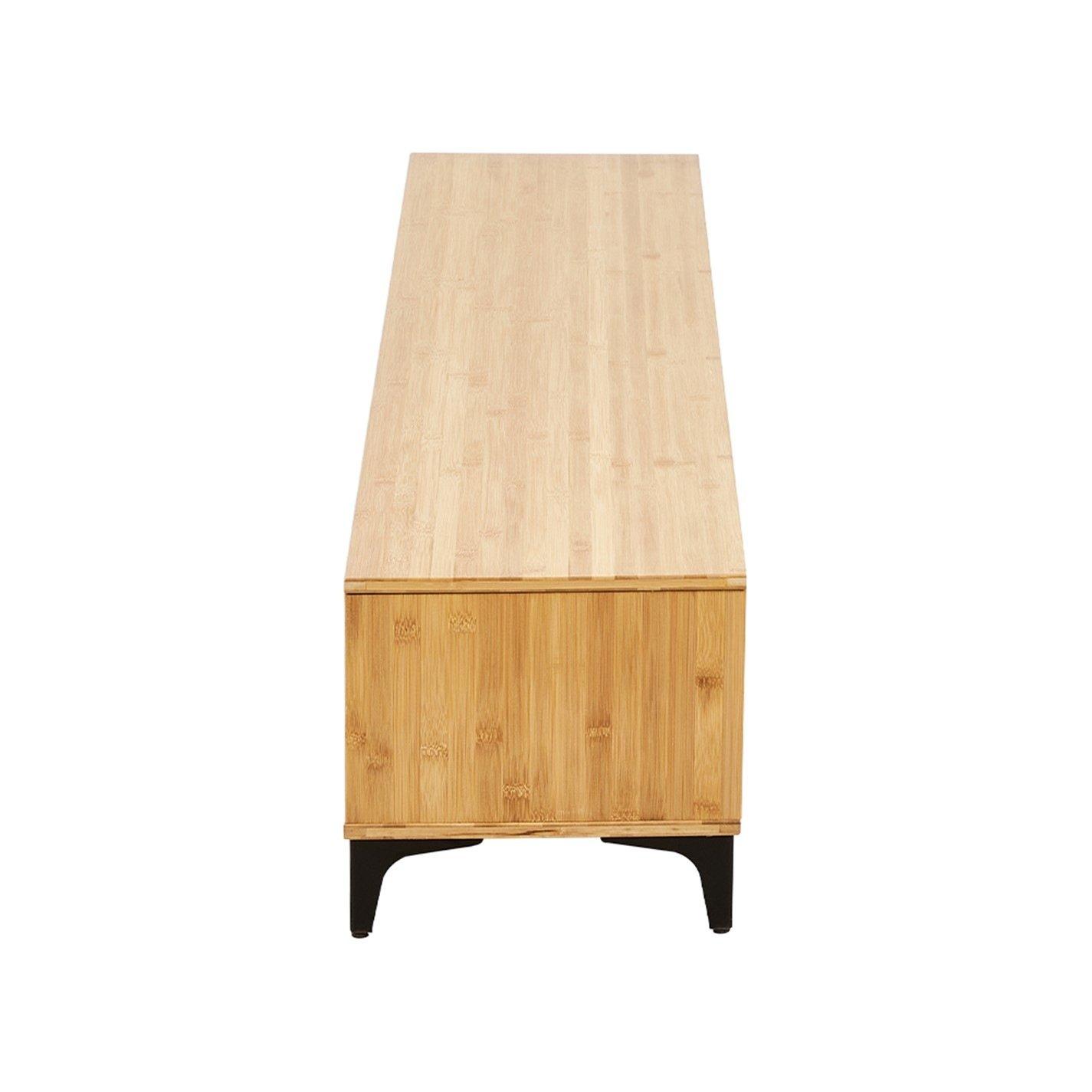 Beige - Kabinet UK - Wooden TV Sand with Sliding Doors - 4