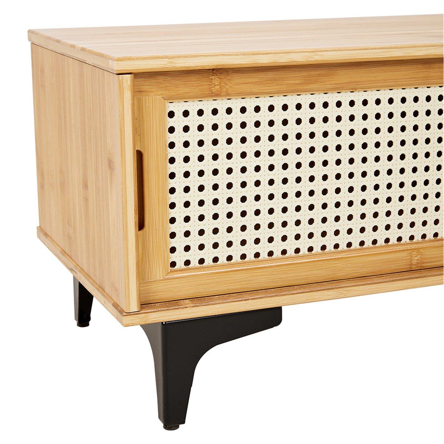 Beige - Kabinet UK - Wooden TV Sand with Sliding Doors - 6