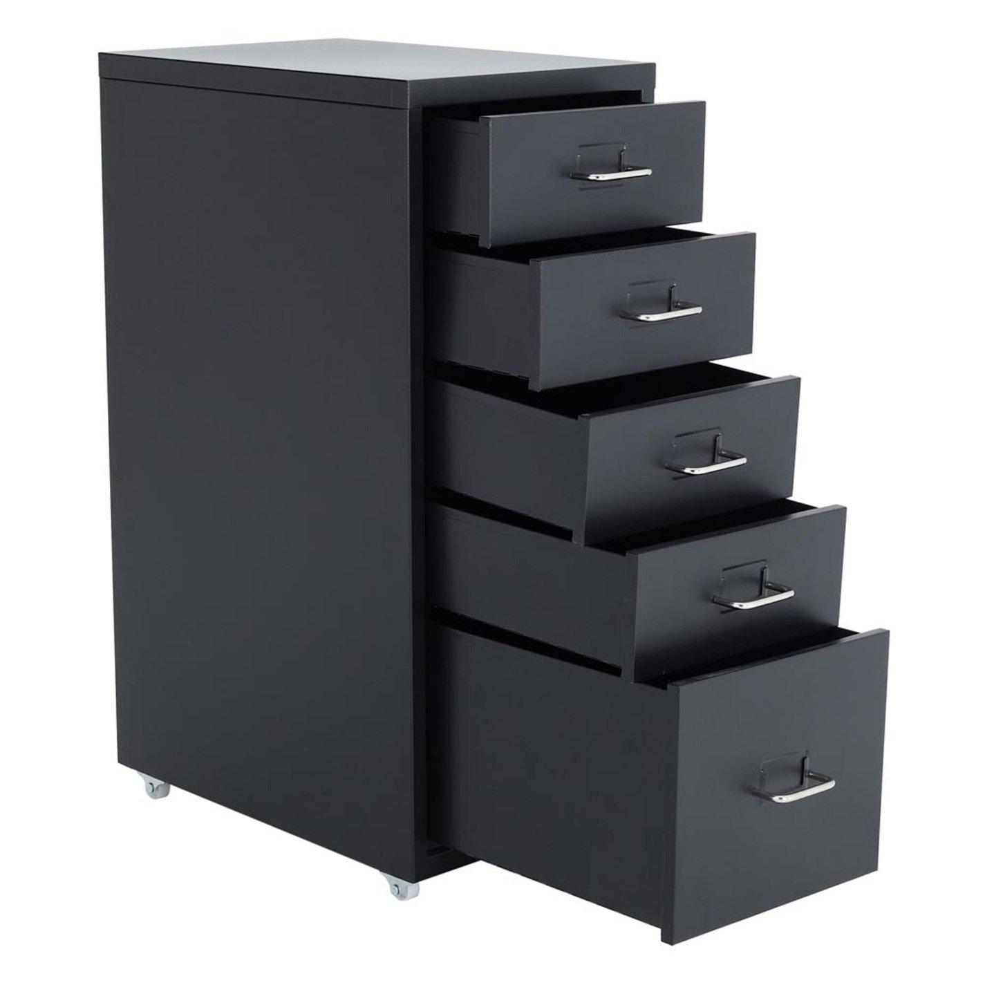 Black - Kabinet UK - 5-Drawer Vertical File Cabinet with Wheels - 3