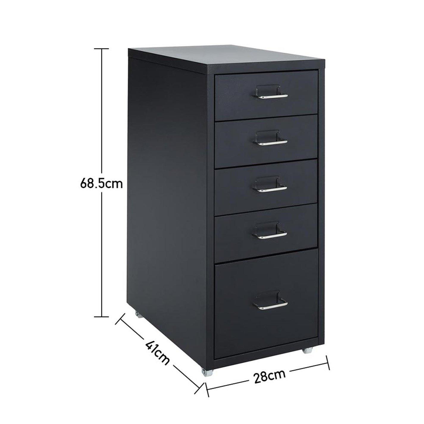 Black - Kabinet UK - 5-Drawer Vertical File Cabinet with Wheels - 8