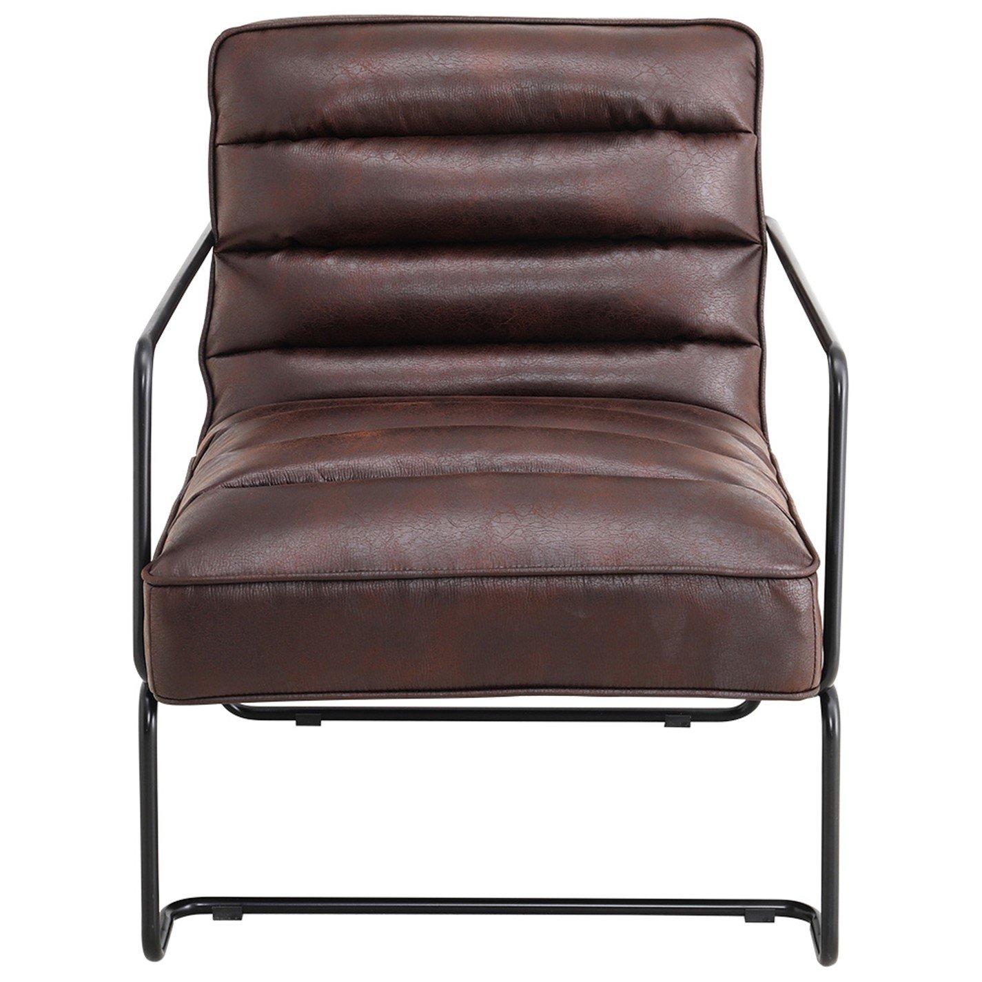 Brown - Kabinet UK - Mid-Century PU leather Linen Armchair - 2