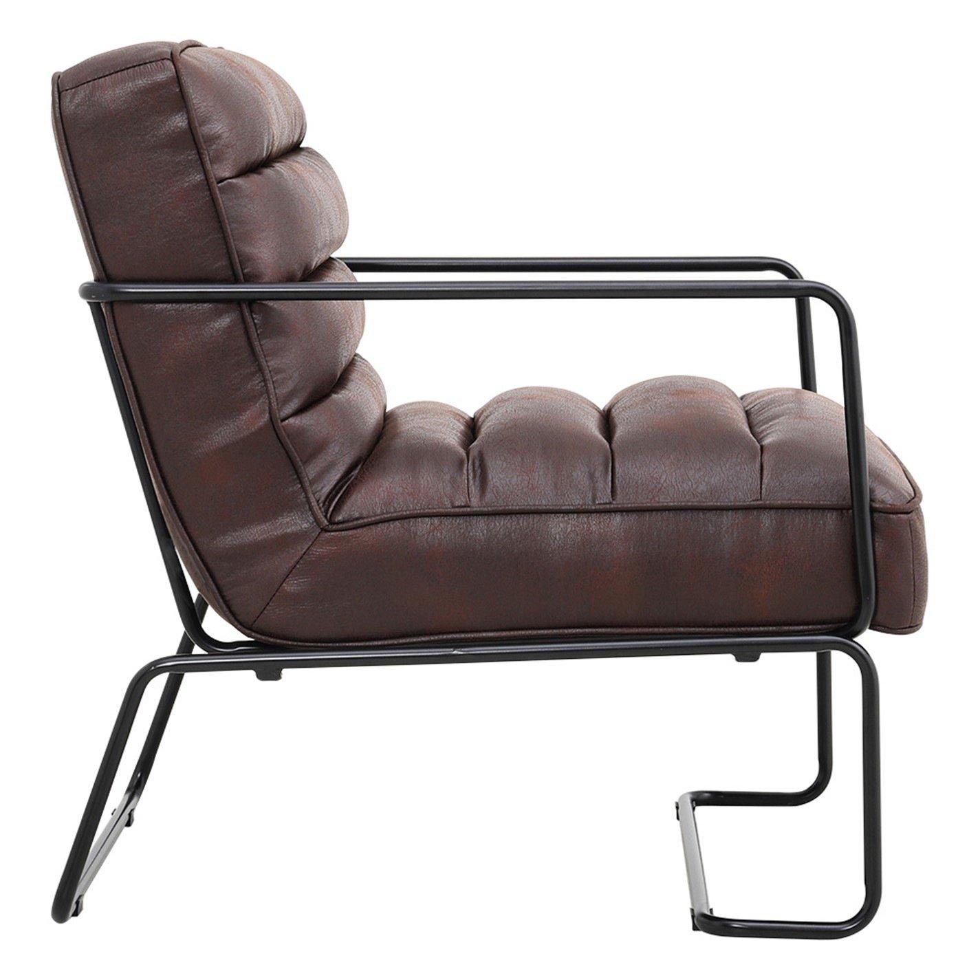 Brown - Kabinet UK - Mid-Century PU leather Linen Armchair - 3