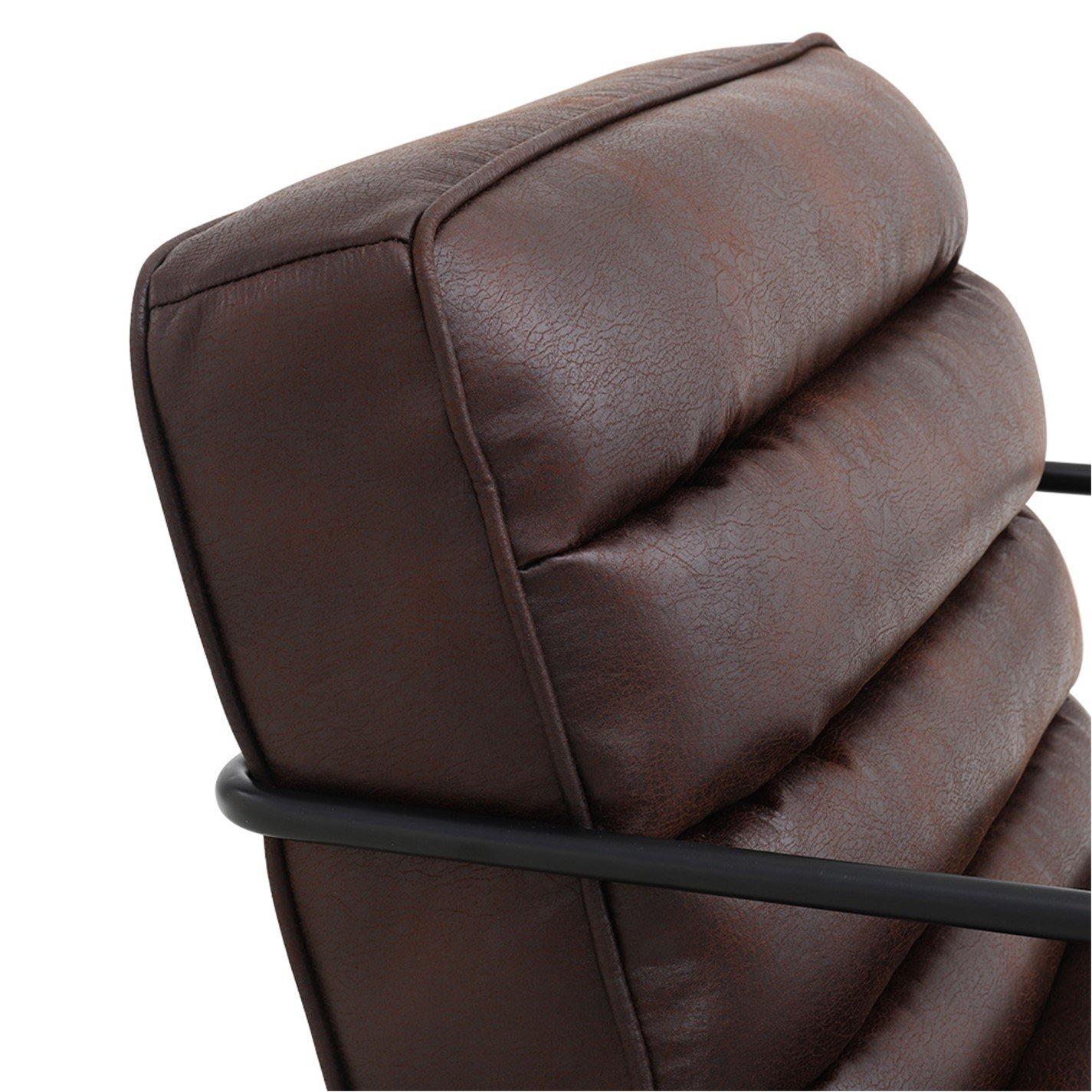 Brown - Kabinet UK - Mid-Century PU leather Linen Armchair - 9