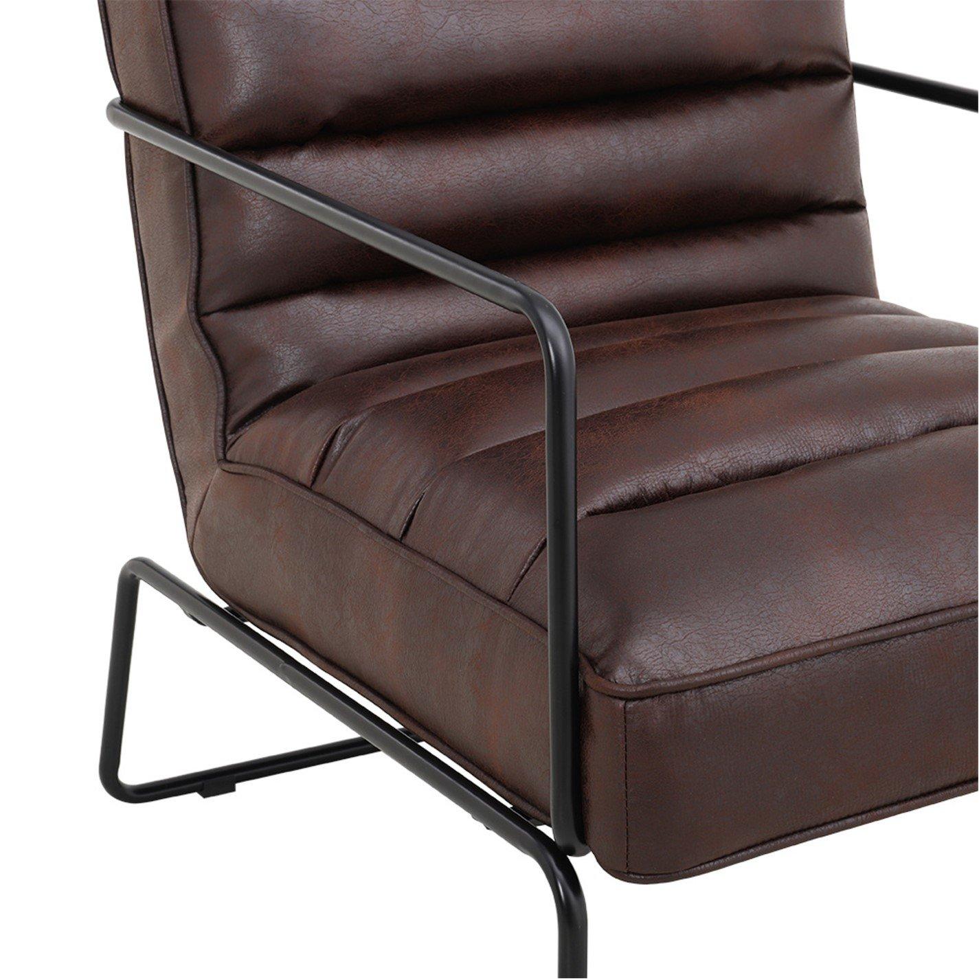 Brown - Kabinet UK - Mid-Century PU leather Linen Armchair - 10