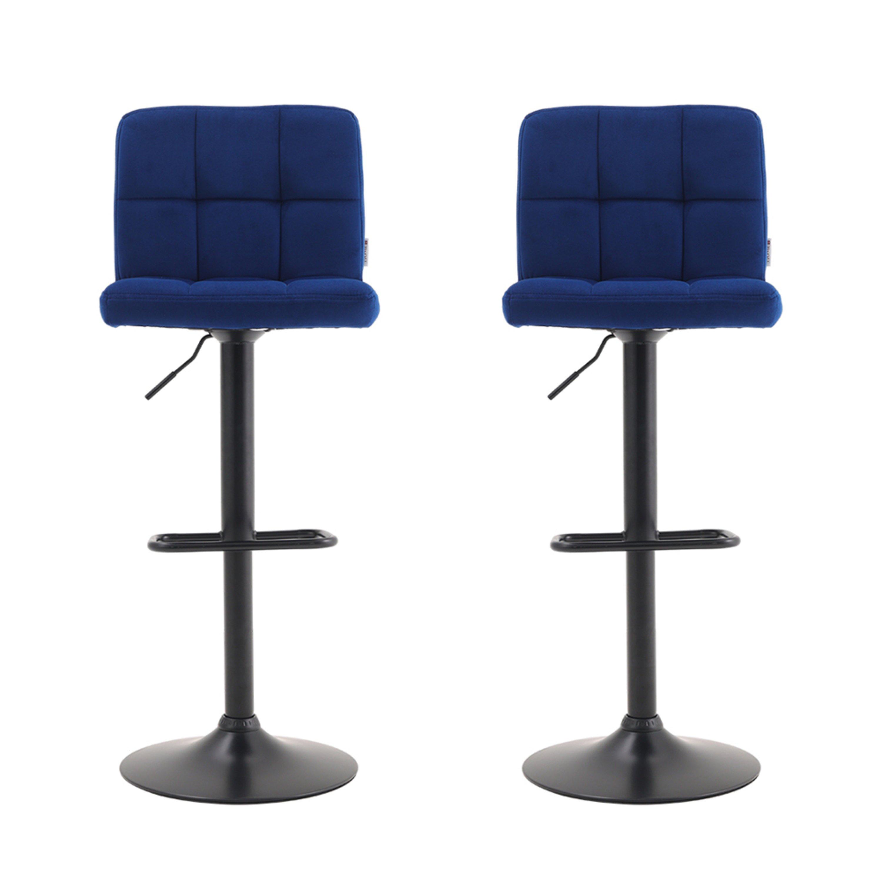 Blue - Kabinet UK - 2 Pcs Velvet Upholstery Bar Stools - 2