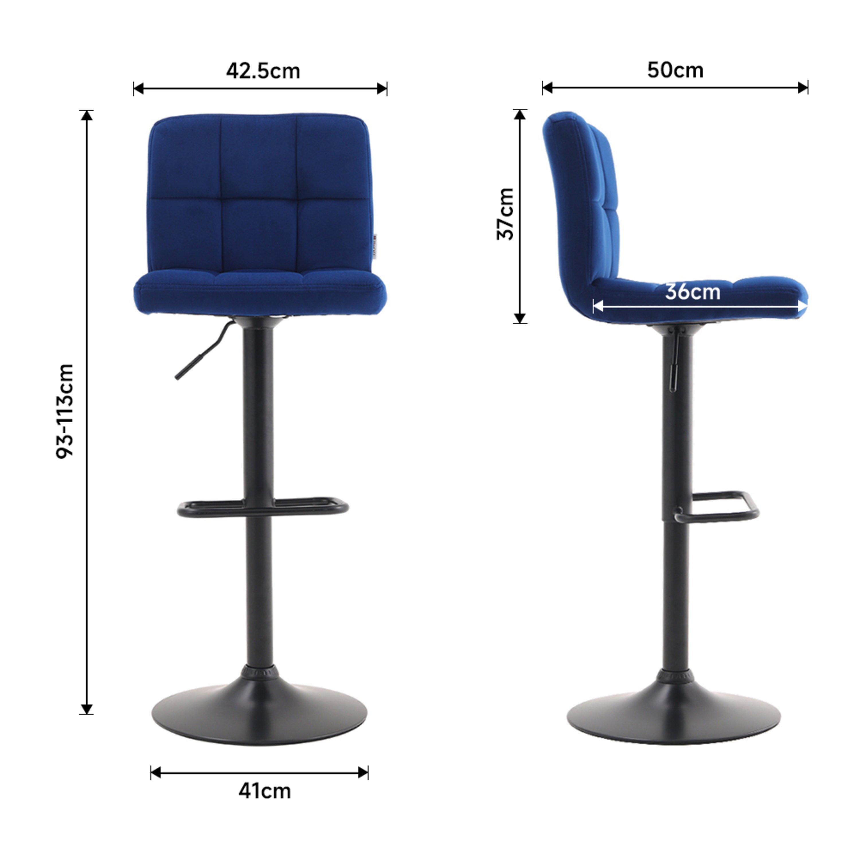 Blue - Kabinet UK - 2 Pcs Velvet Upholstery Bar Stools - 10