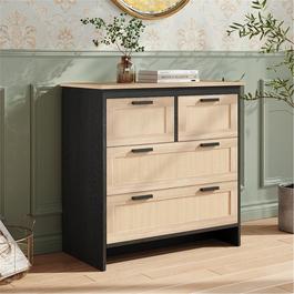 Cottonfy UK Storage Cabinet with Rattan Drawer Console Table