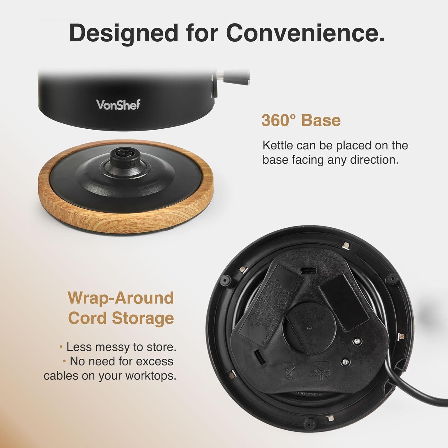 Black - VonShef - Kettle And 4 Slice Toaster Set - 5
