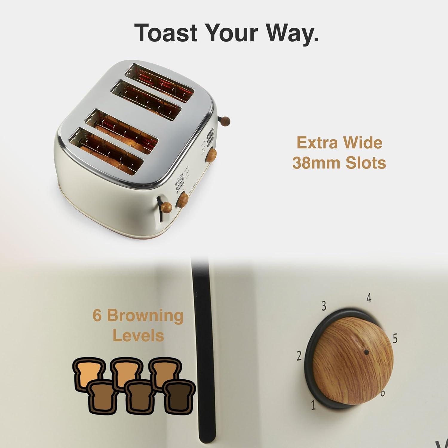 Cream - VonShef - Kettle And 4 Slice Toaster Set - 7