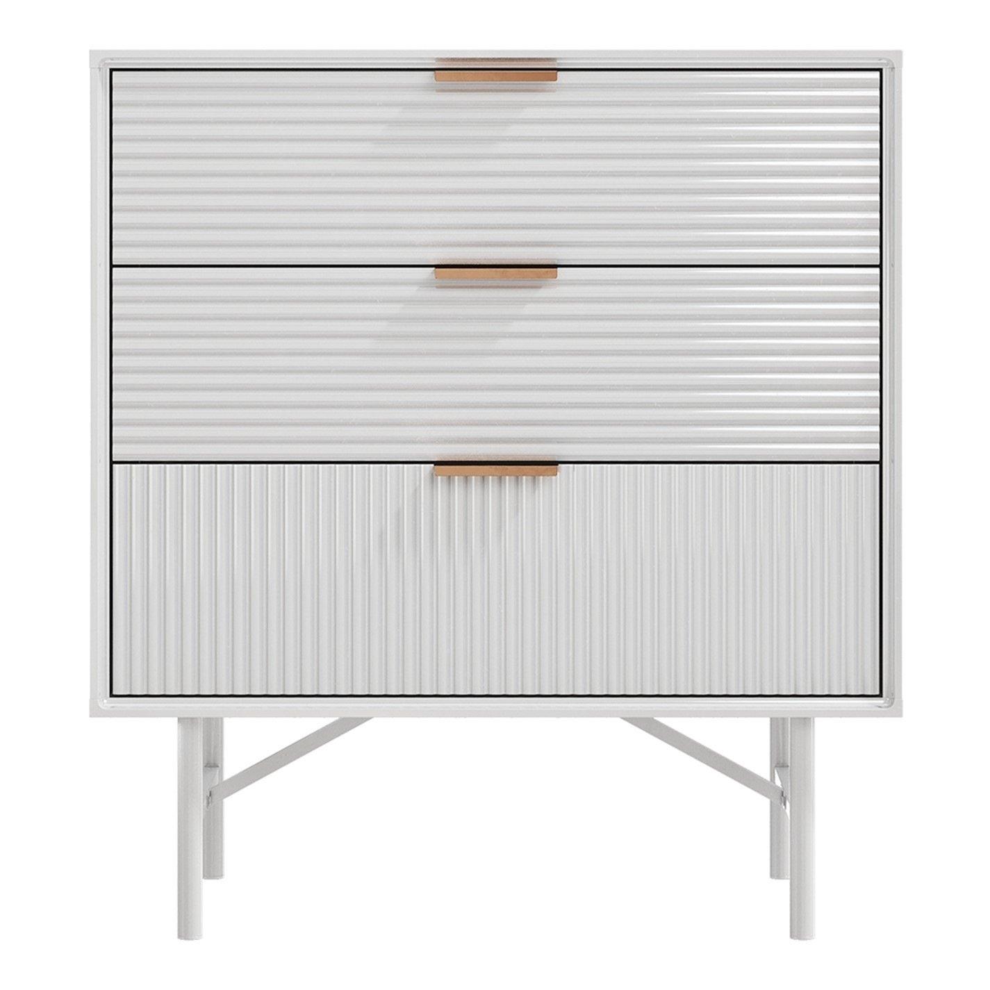 White - Kabinet UK - 3-Tier Bedroom Striped Storage Cabinet - 2