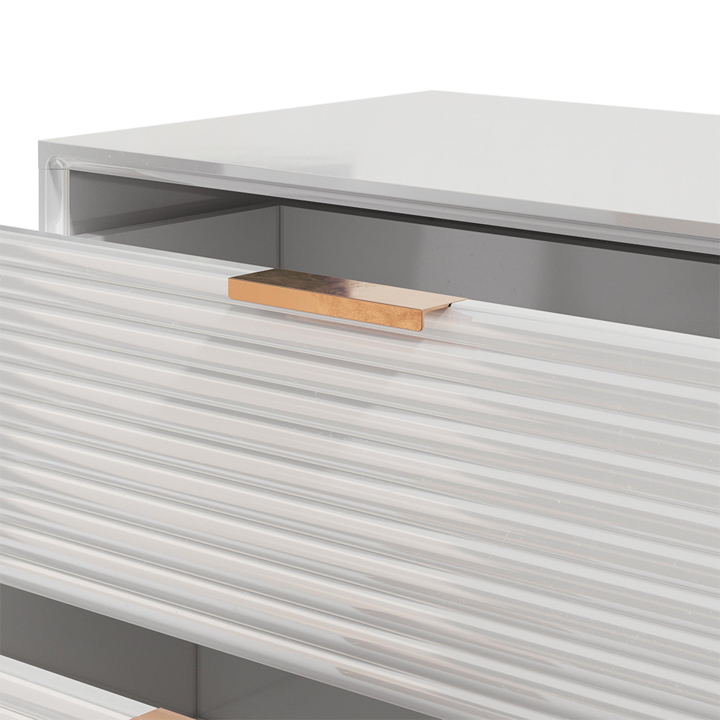 White - Kabinet UK - 3-Tier Bedroom Striped Storage Cabinet - 11