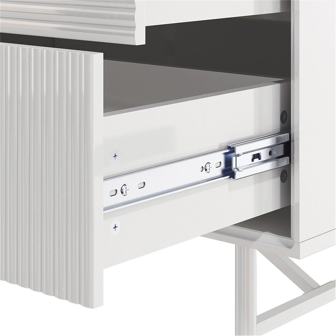 White - Kabinet UK - 3-Tier Bedroom Striped Storage Cabinet - 7