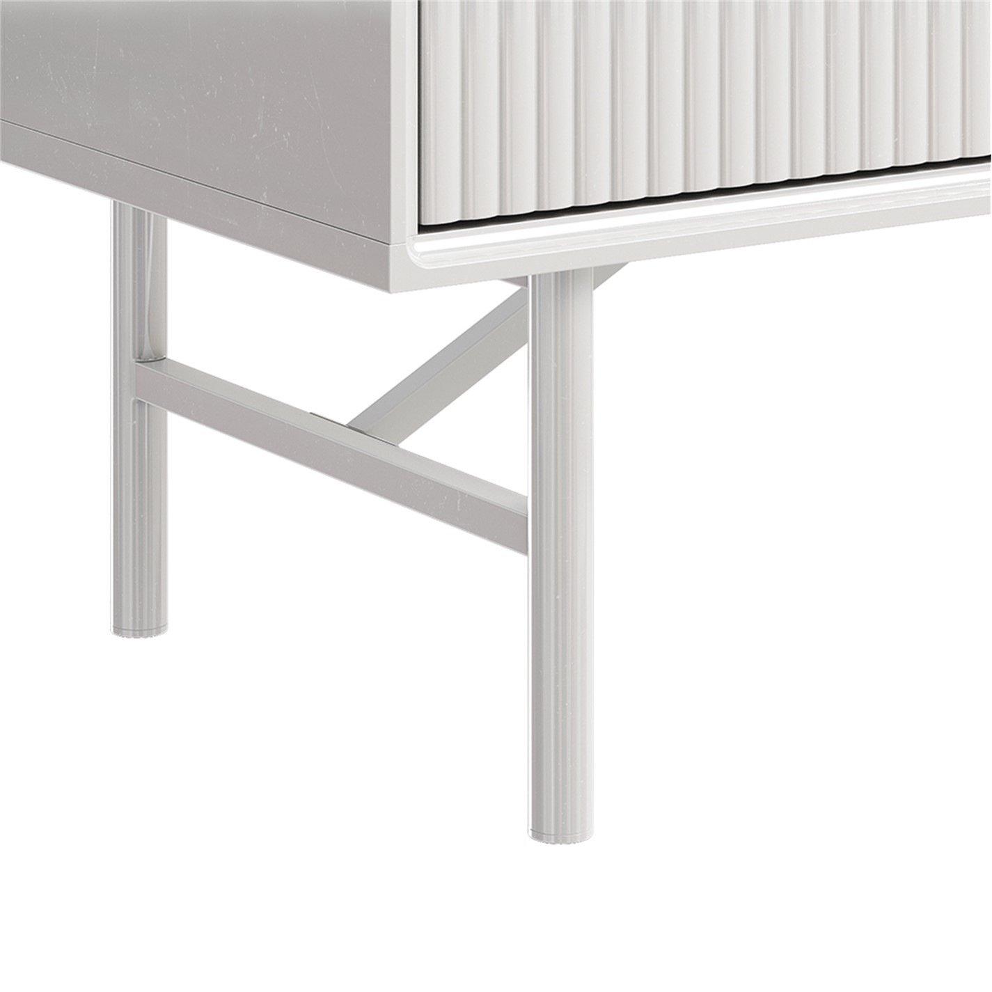 White - Kabinet UK - 3-Tier Bedroom Striped Storage Cabinet - 9