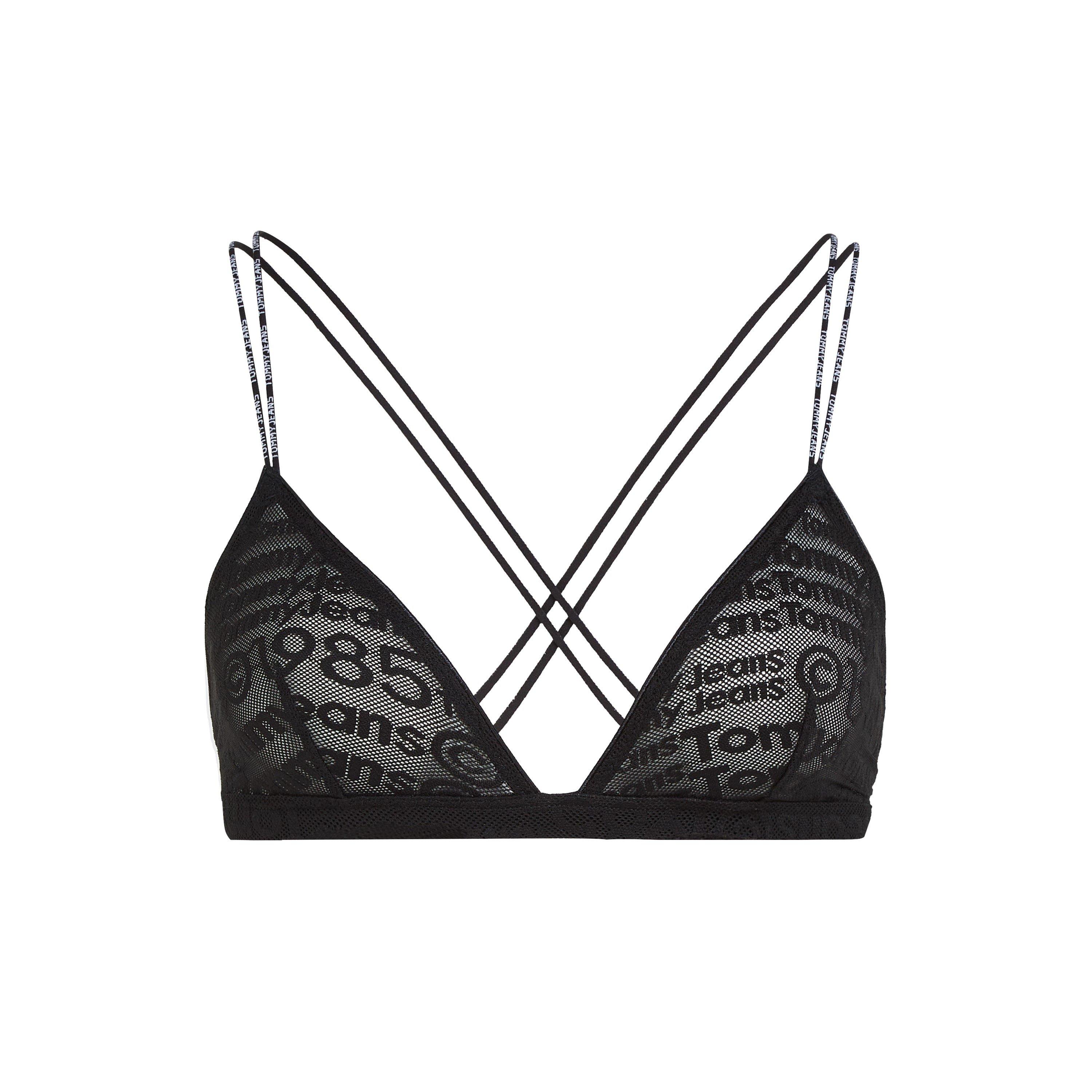 Preto - Tommy Hilfiger - All Over Print Lace Triangle Bralette - 1