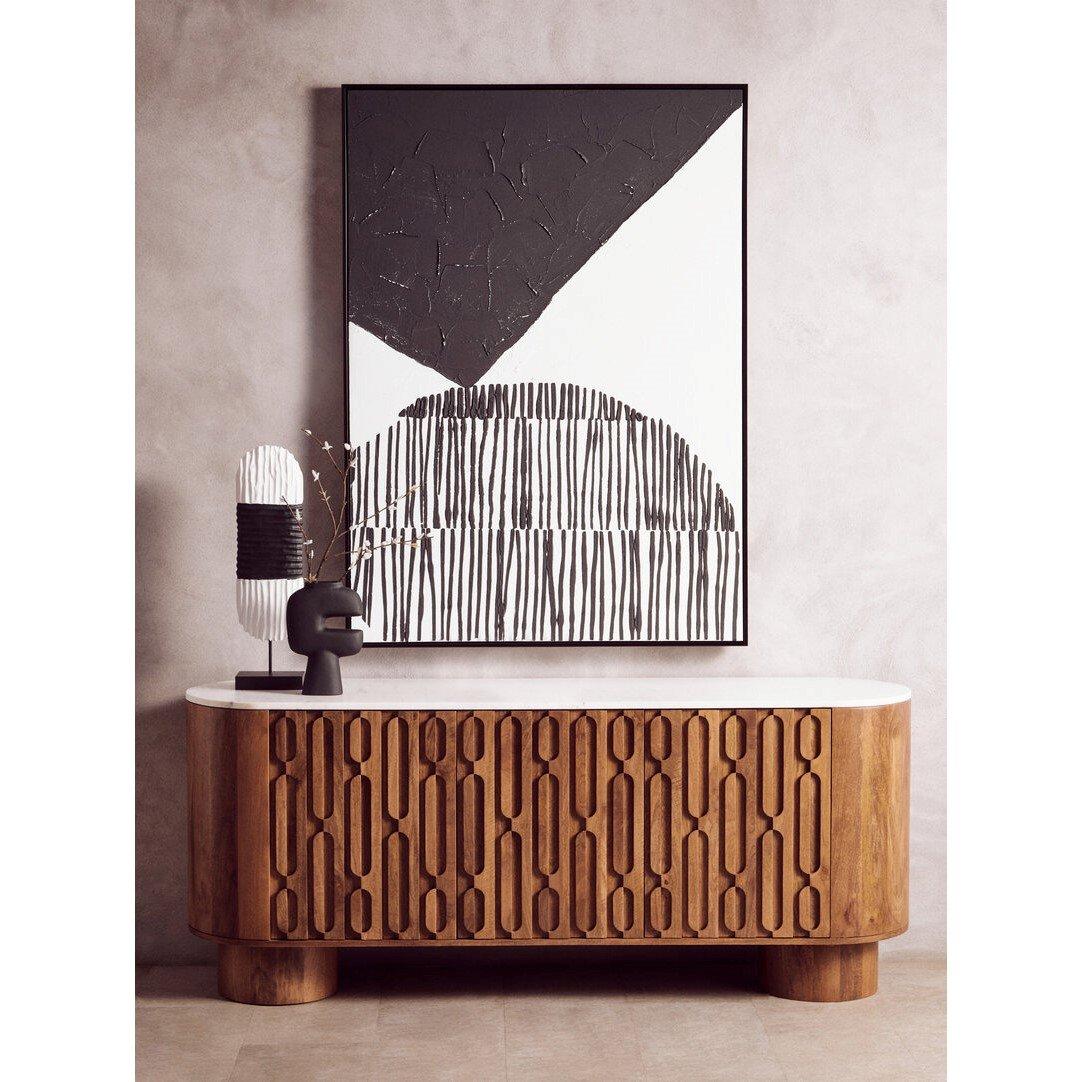 Fifty Five South  Astratto Black And White Abstract Textured Wall Ar - 