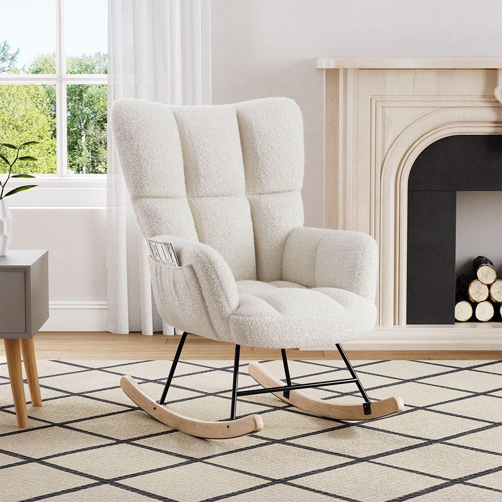 White - Kabinet UK - Tufted Upholstered Rocking Chair - 1