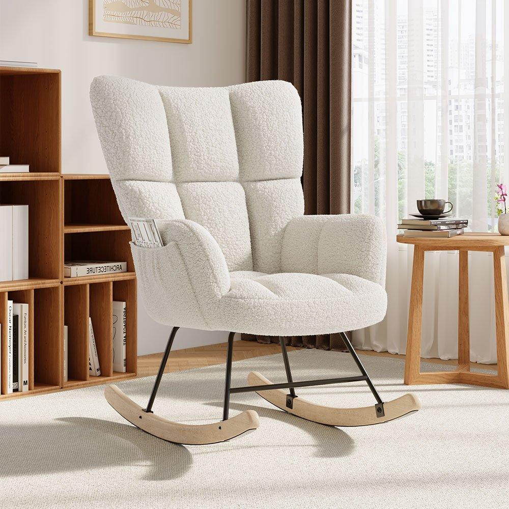 White - Kabinet UK - Tufted Upholstered Rocking Chair - 2