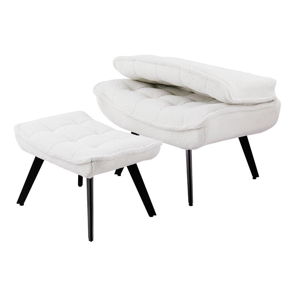 White - Kabinet UK - Minimal Comfy Chair with Footstool Set - 3