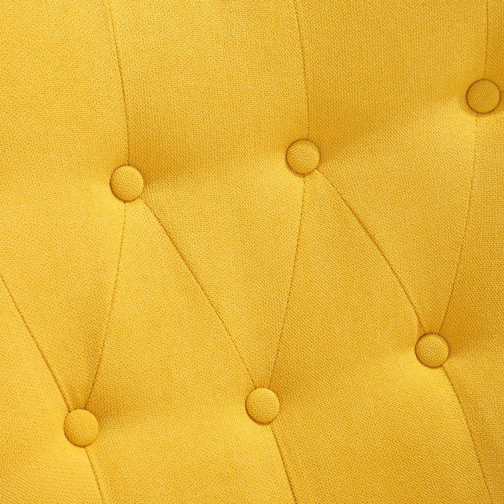 Yellow - Kabinet UK - Tufted Button Linen Armchair with Wooden Legs - 3