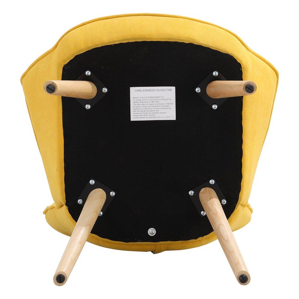 Yellow - Kabinet UK - Tufted Button Linen Armchair with Wooden Legs - 6