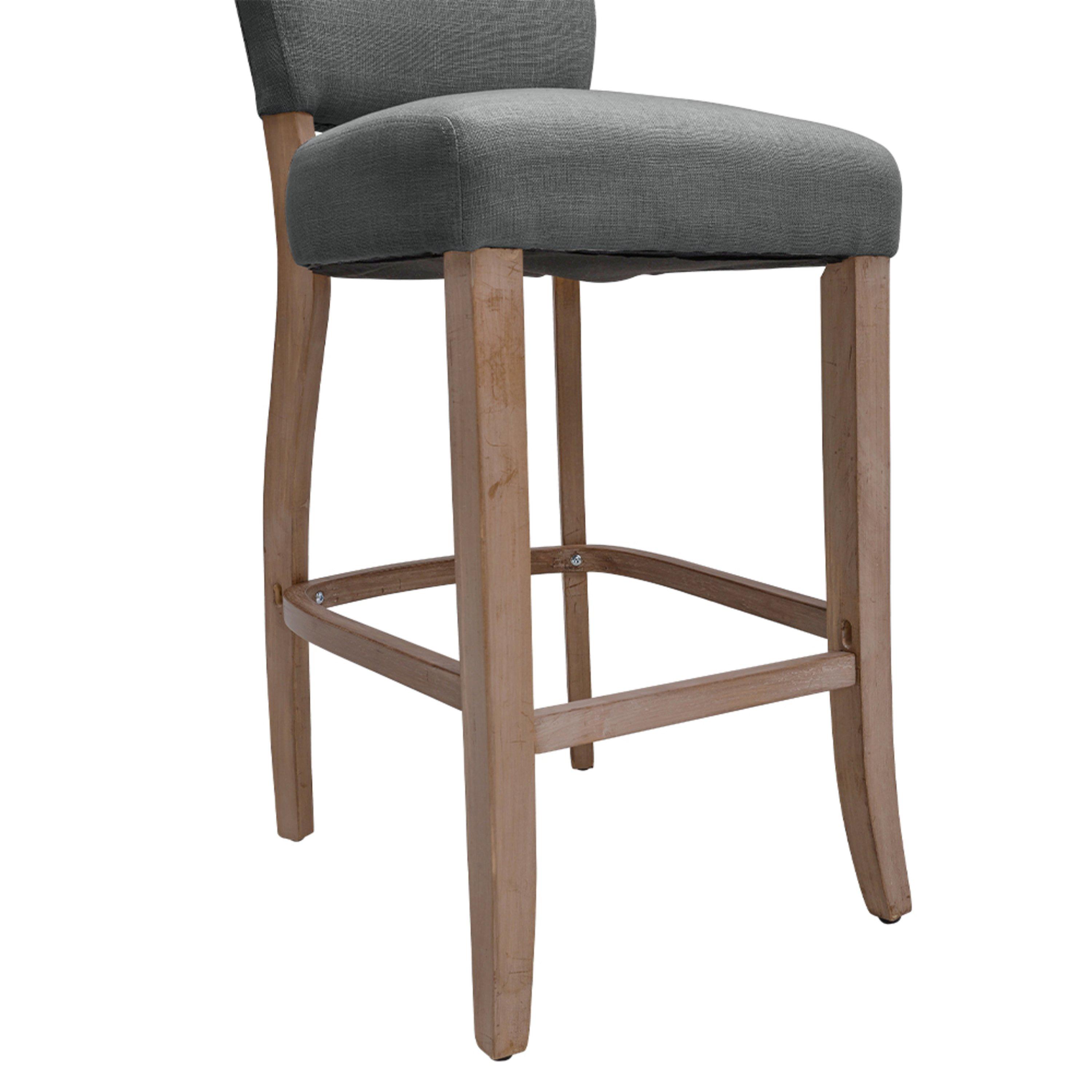 Light Grey - Kabinet UK - Set of 2 Linen Bar Stool Bar Height - 11