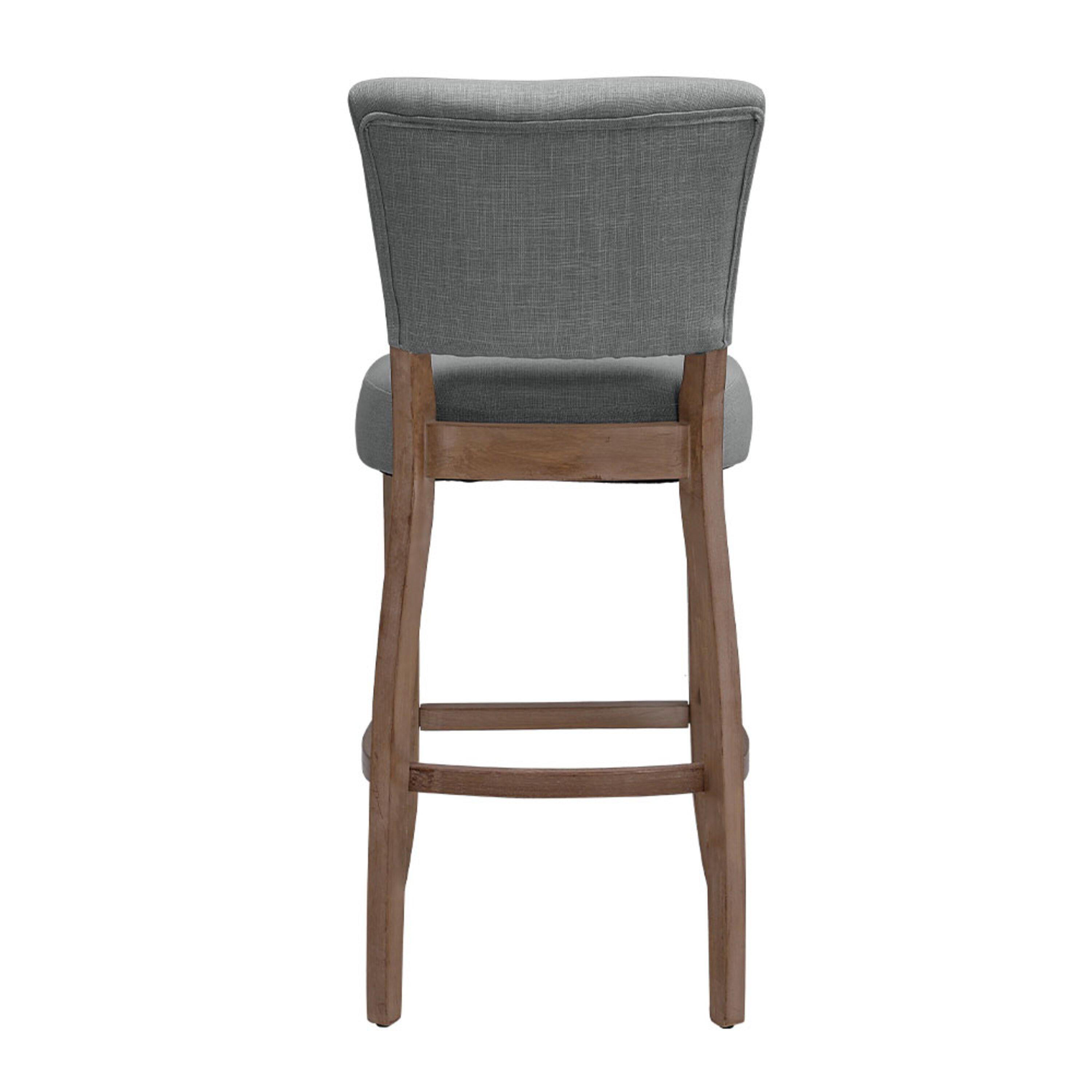 Light Grey - Kabinet UK - Set of 2 Linen Bar Stool Bar Height - 5