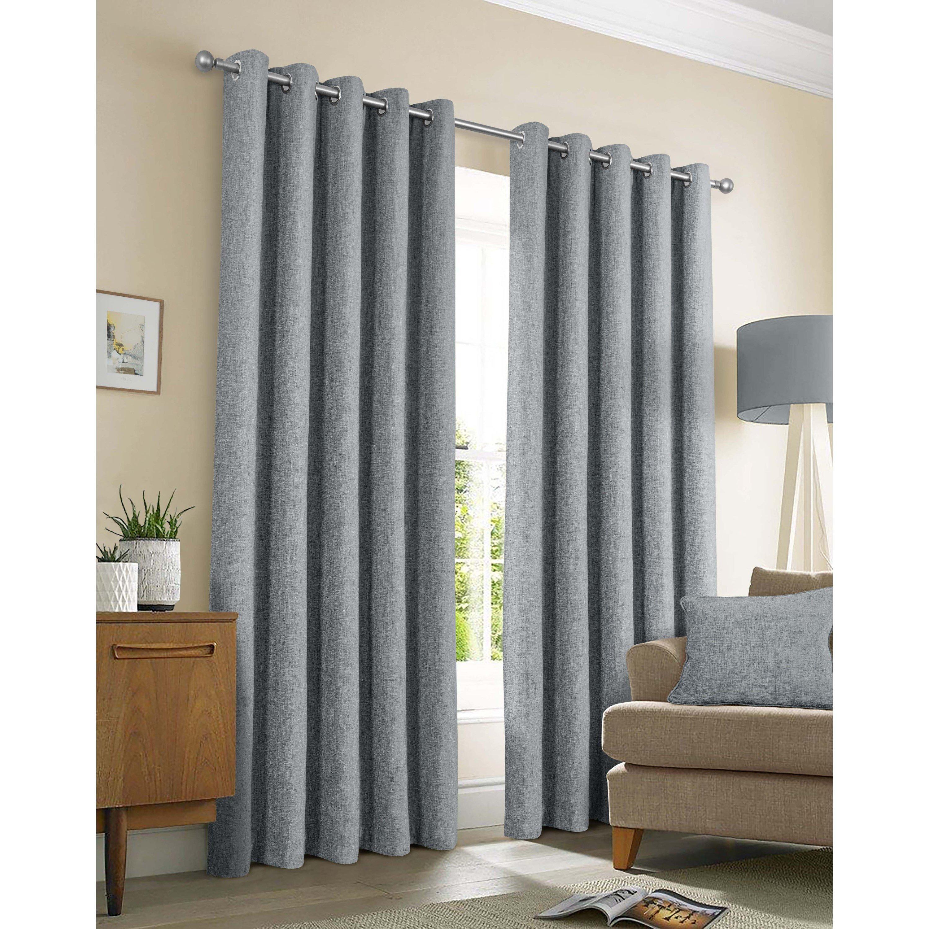 Sundour  Amberley Thermal Eyelet Curtains - Nickel - 90x90 In