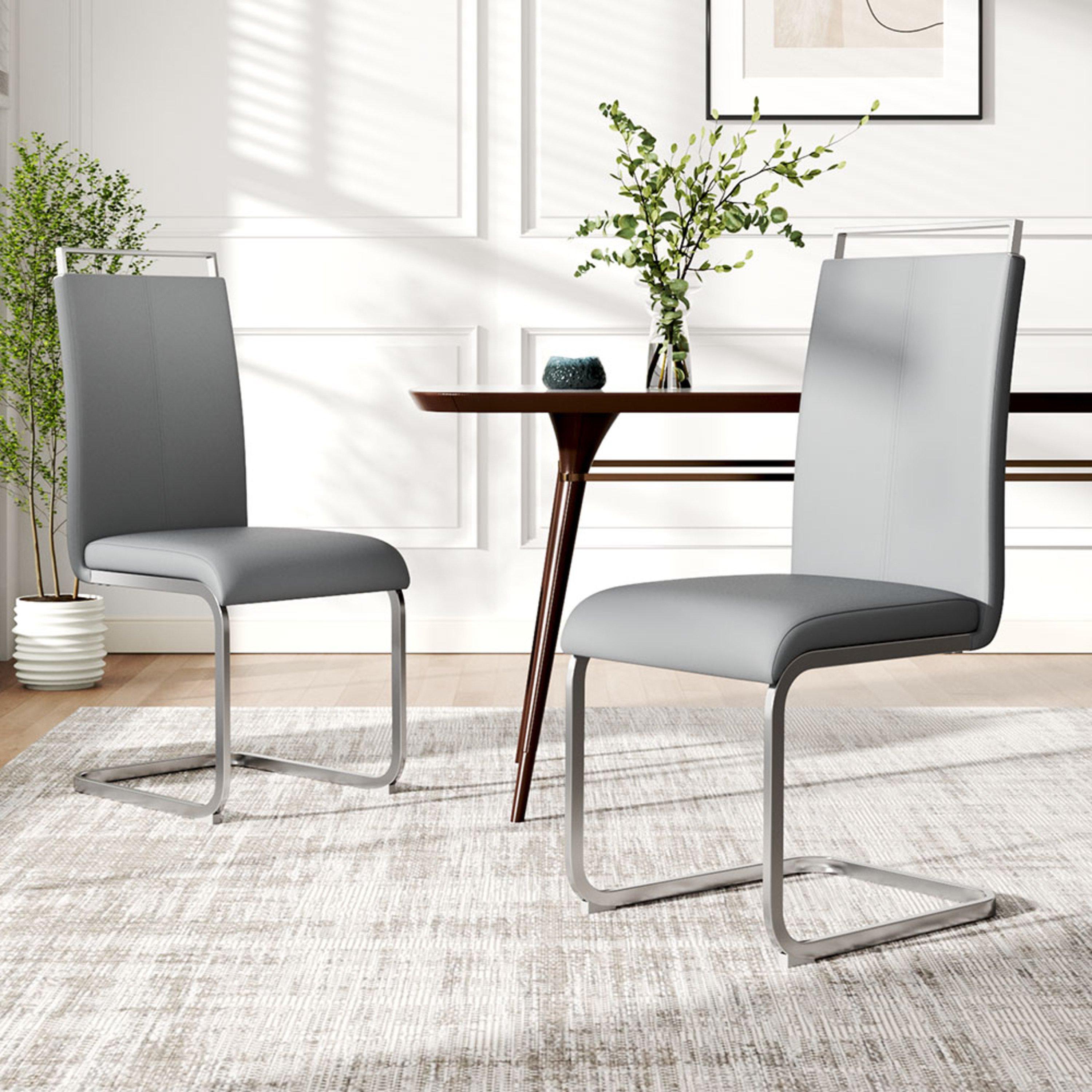 Grey - Kabinet UK - 2pcs Metal High Dining Chairs - 2