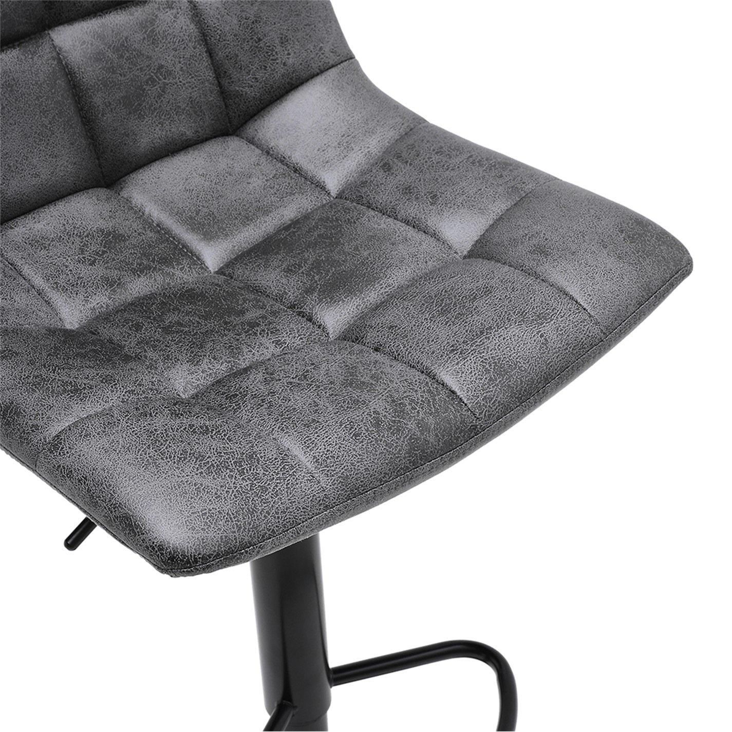 Grey - Kabinet UK - 2 Pcs Grey Gas Lift Upholstered Swivel Bar Stool - 3