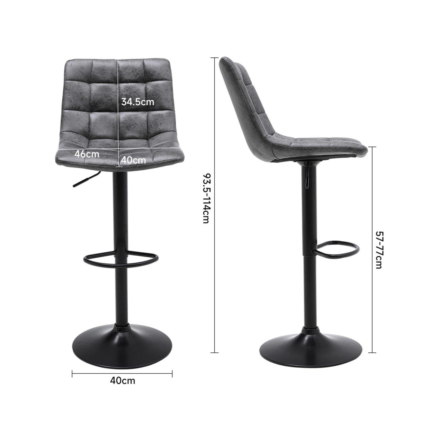 Grey - Kabinet UK - 2 Pcs Grey Gas Lift Upholstered Swivel Bar Stool - 7