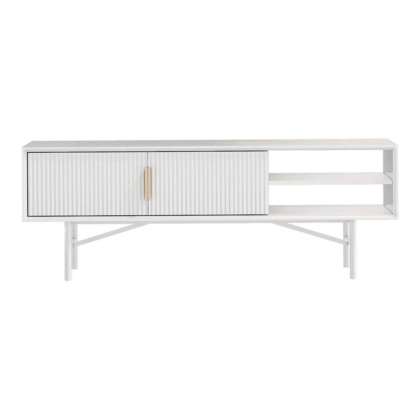 White - Kabinet UK - White Striped Wooden TV Stand - 3