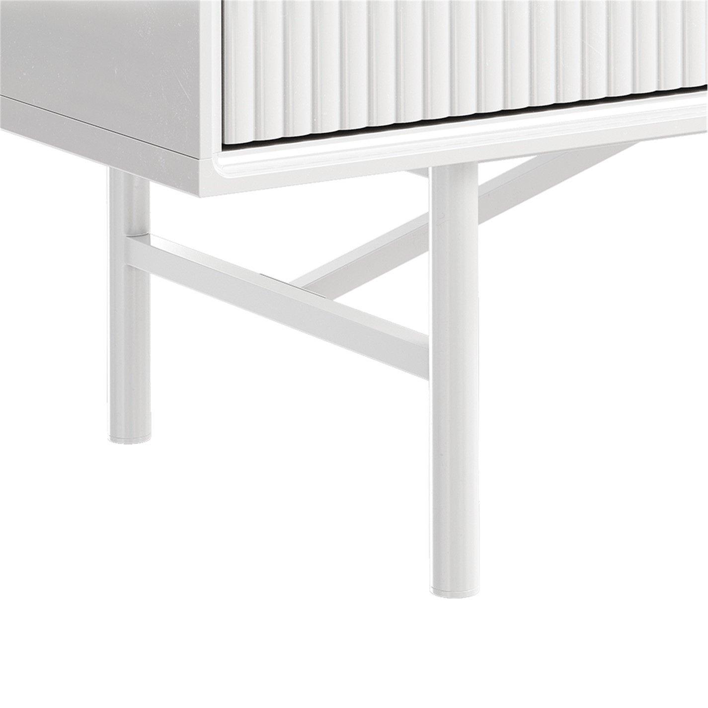 White - Kabinet UK - White Striped Wooden TV Stand - 6