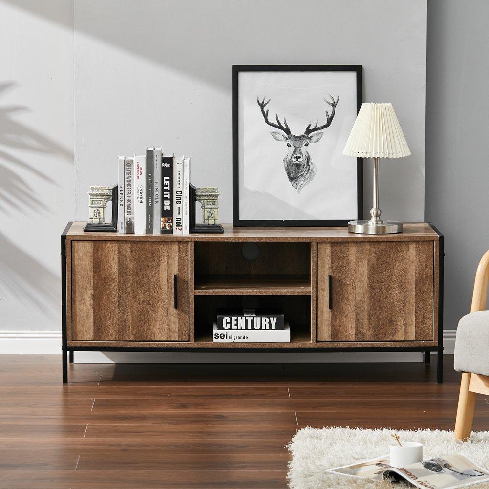 Brown - Kabinet UK - Rustic Metal Frame TV Stand - 1