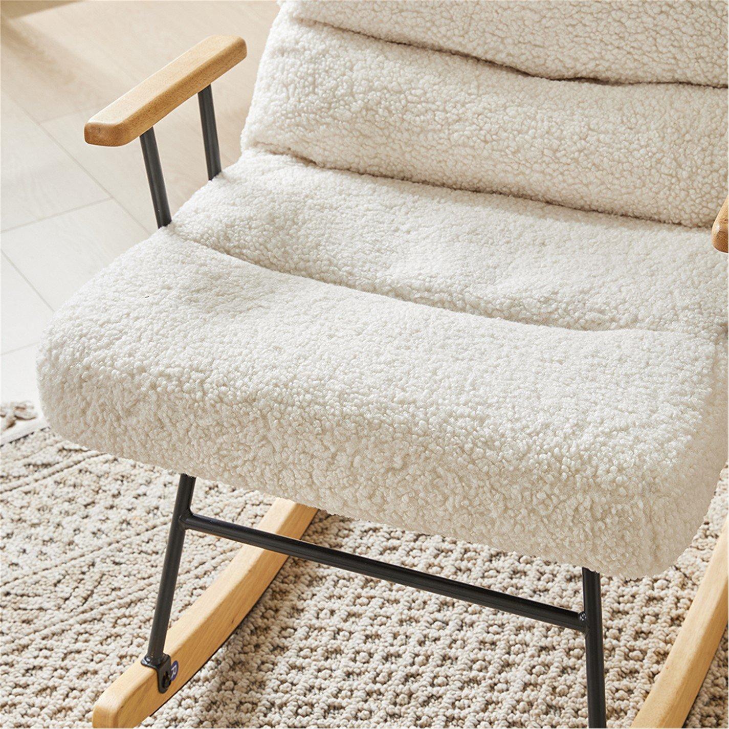 White - Kabinet UK - Sherpa Upholstered Adjustable Rocking Chair - 8