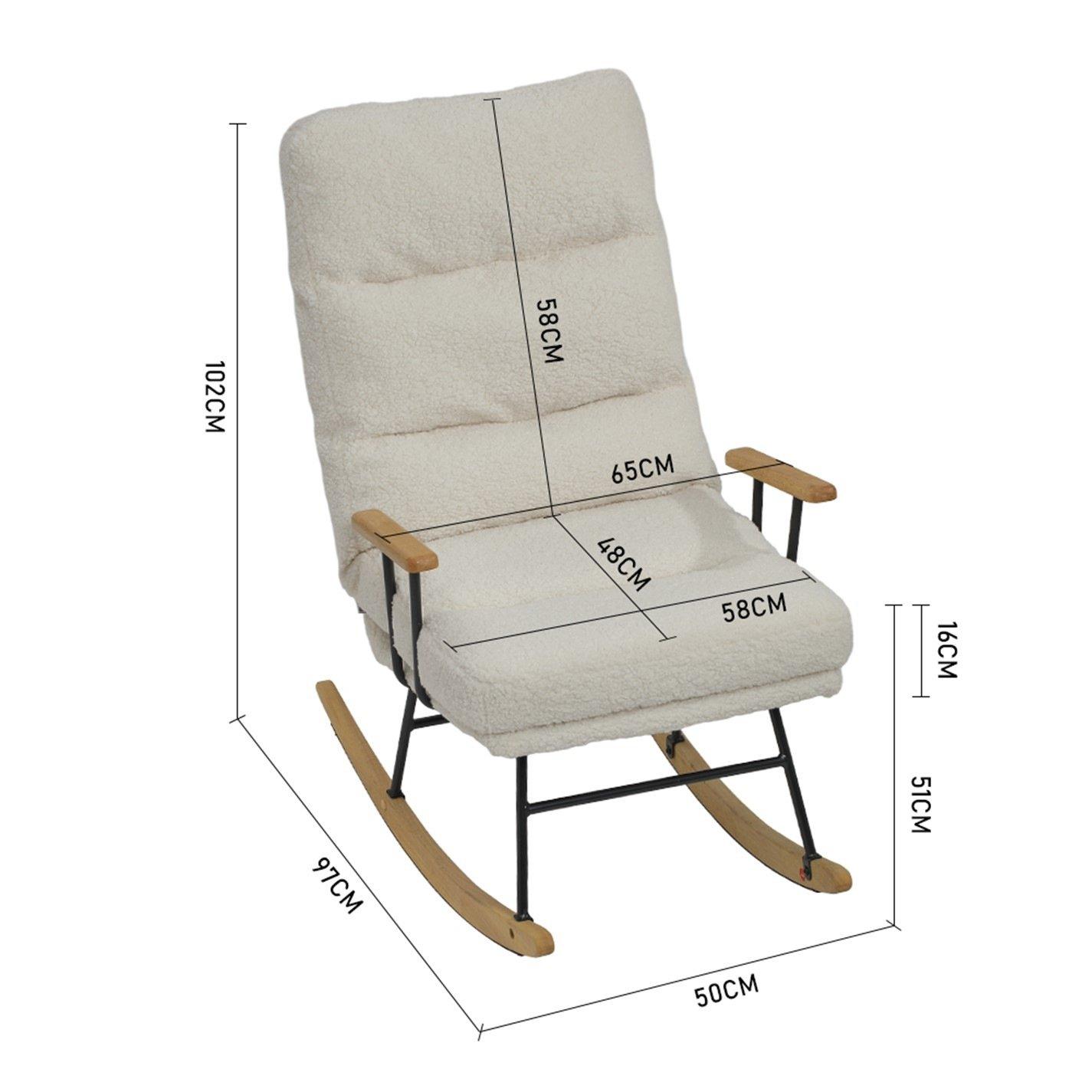 White - Kabinet UK - Sherpa Upholstered Adjustable Rocking Chair - 9