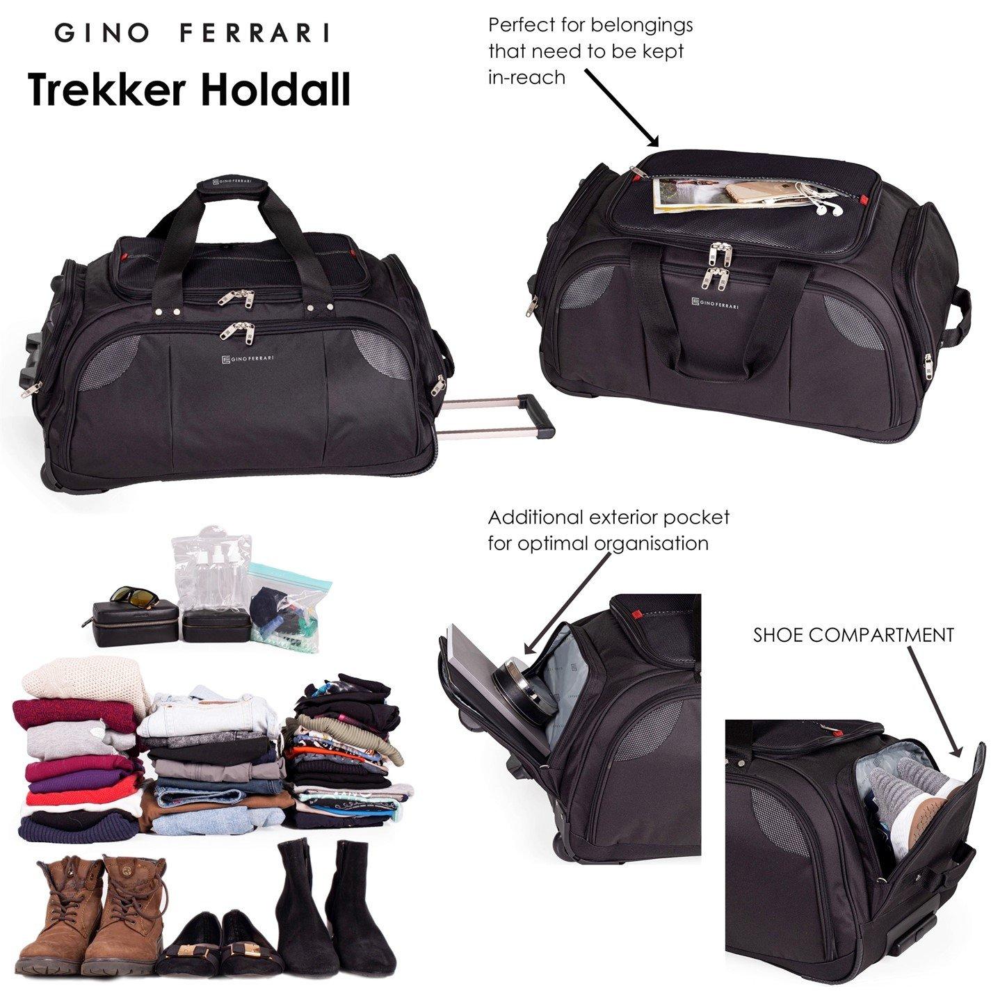 Black - Gino Ferrari - Wheeled Holdall Roller Duffel Bag on Skate Wheels - 5